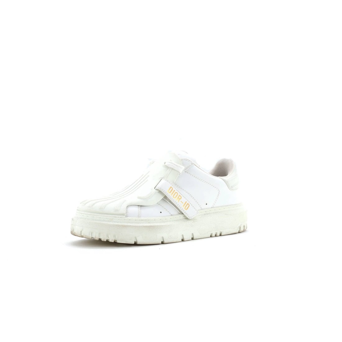 Women's Leather ID Dior Christian Sneakers: Women's Leather ID Dior Christian Sneakers White leather upper, rubber exterior, and interior details make these Women's Dior-ID Sneakers a stylish and unique pair. With a classic design and a