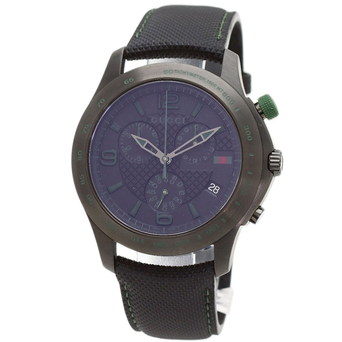 Gucci Timeless Stainless Steel Leather Watches Chrono Ya12625: Gucci Timeless Stainless Steel Leather Watches Chrono Ya12625 Stainless steel construction and sleek black design make this Gucci Timeless watch a stylish addition to any wrist. Featuring a