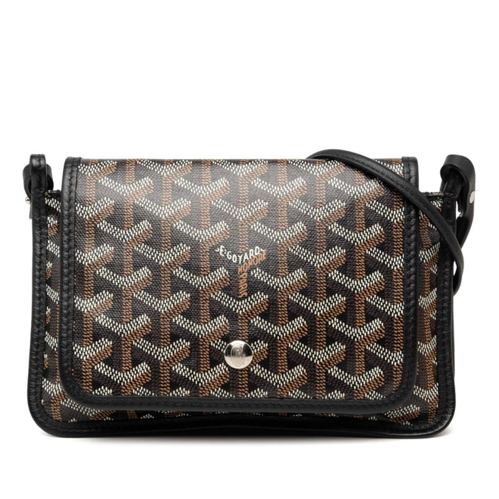 Shoulder Bag Pvc Leather Handbag Goyard: Shoulder Bag Pvc Leather Handbag Goyard Black PVC and leather shoulder bag with 57cm strap drop, featuring a classic design and durable materials. The bag measures 13.5cm x 20cm x 1cm and is