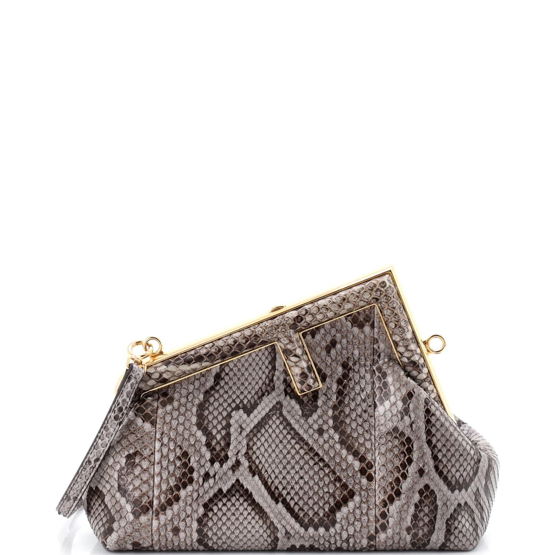 Python Small Bag Fendi First: Python Small Bag Fendi First Python Small Bag Fendi First - A Luxurious Shoulder Bag with Exquisite Details. This Fendi Python Small Bag boasts a rich brown exterior with gold hardware, while its