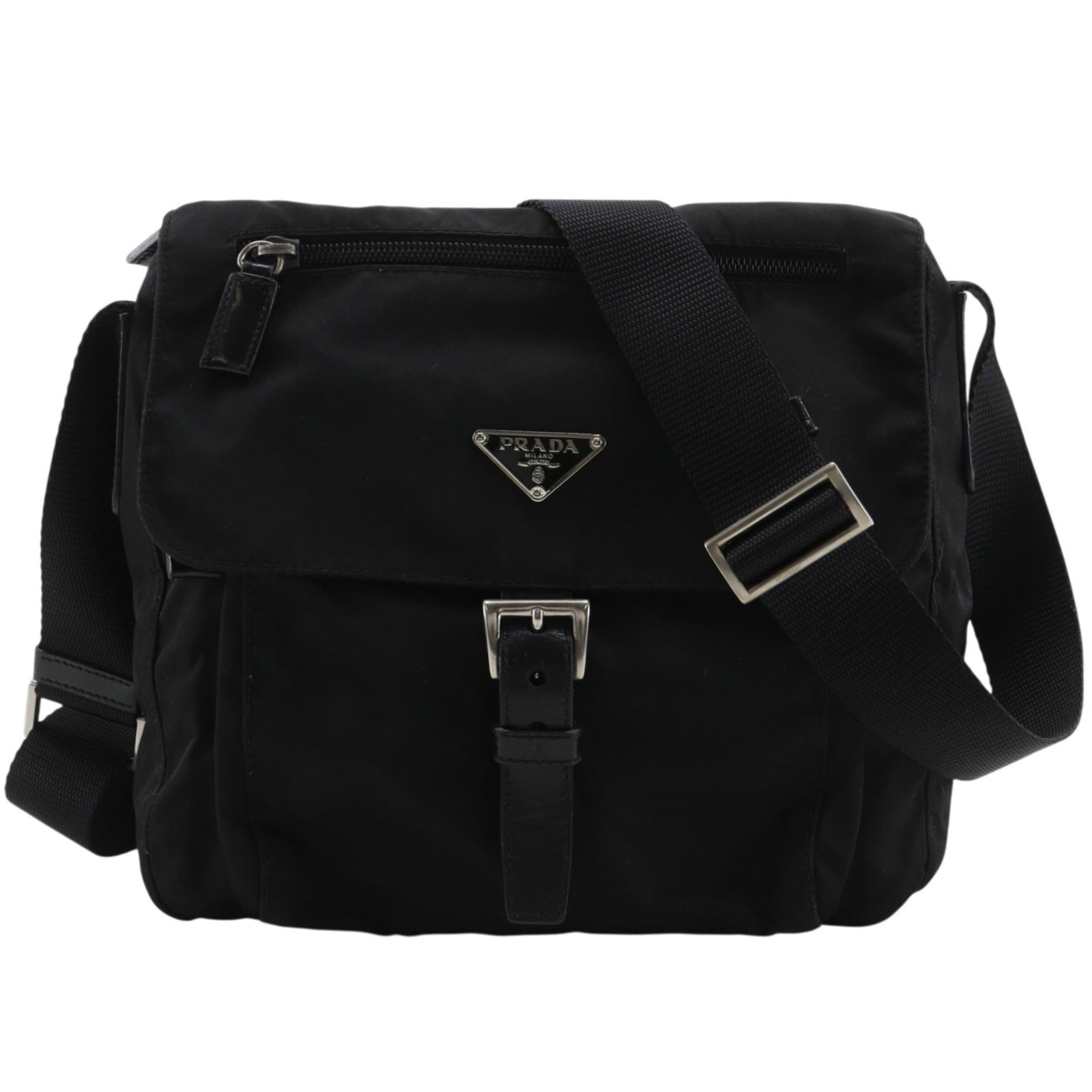 Shoulder Bag Nylon: Shoulder Bag Nylon Black Nylon Shoulder Bag from Prada, measuring 25cm x 23cm x 9cm. This structured shoulder bag features a sleek design and durable nylon material. Item Specifics: Brand: Prada Type: