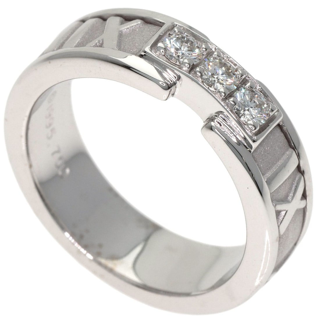 Tiffany & Co Atlas Diamond Ring K18 White Gold: Tiffany & Co Atlas Diamond Ring K18 White Gold K18 White Gold Diamond Ring with a striking silver exterior and a beautiful diamond at its center, this Tiffany & Co. Atlas Diamond Ring is a stunning