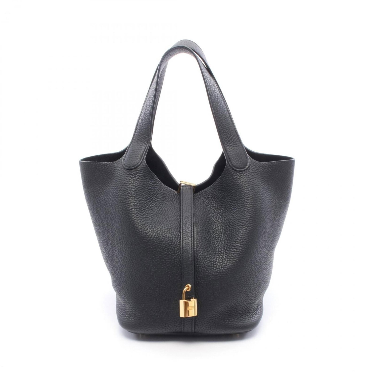 Clemence Leather Handbag Taurillon Hermes: Clemence Leather Handbag Taurillon Hermes Taurillon clemence leather handbag from Hermes, featuring a sleek black design with precise measurements of 21cm x 22cm x 17cm. This stylish accessory boasts