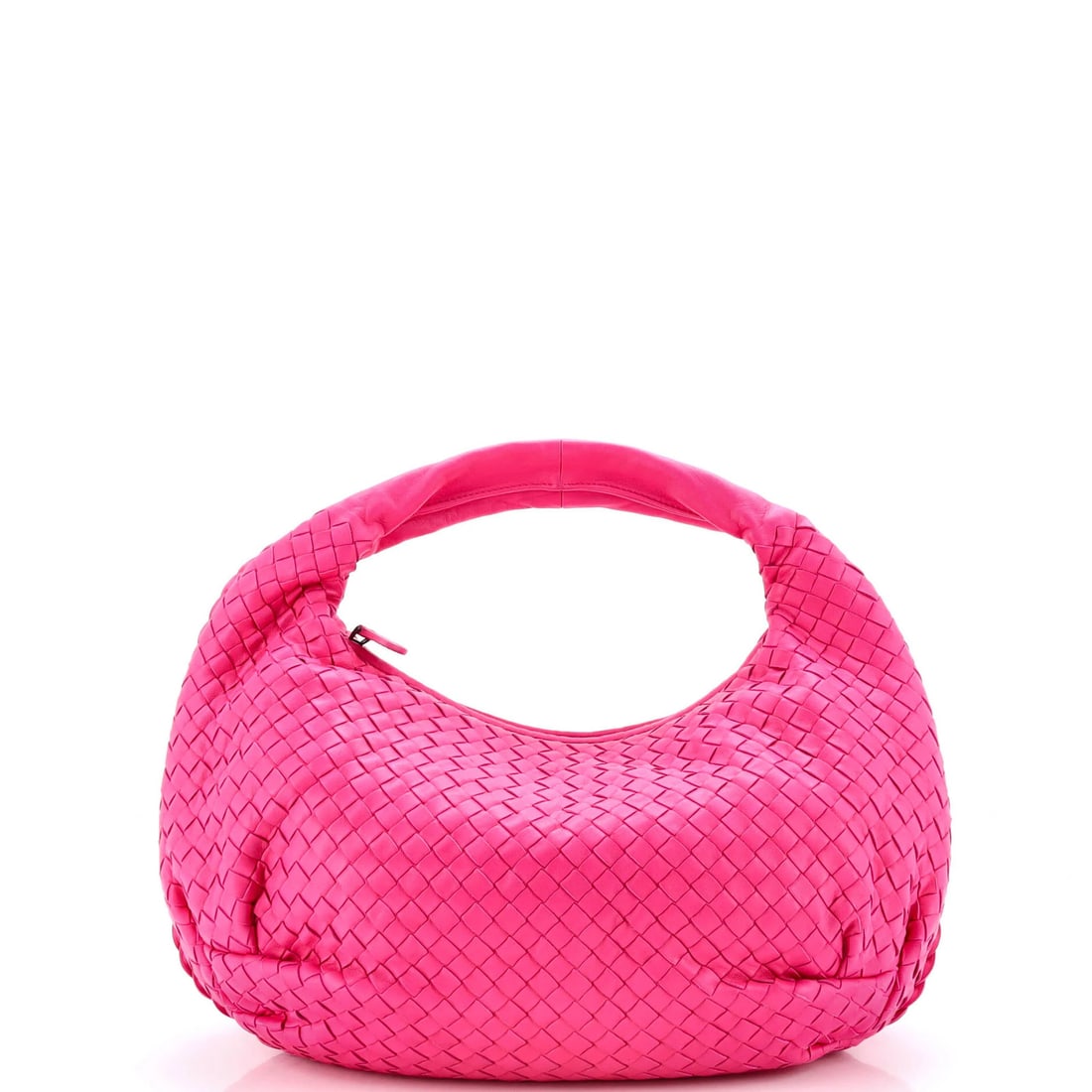 Hobo Intrecciato Nappa Belly Medium Bottega: Hobo Intrecciato Nappa Belly Medium Bottega Pink leather Hobo Intrecciato Nappa Belly Medium Bottega with a classic design and signature details. This Bottega Veneta medium-sized bag features a signat