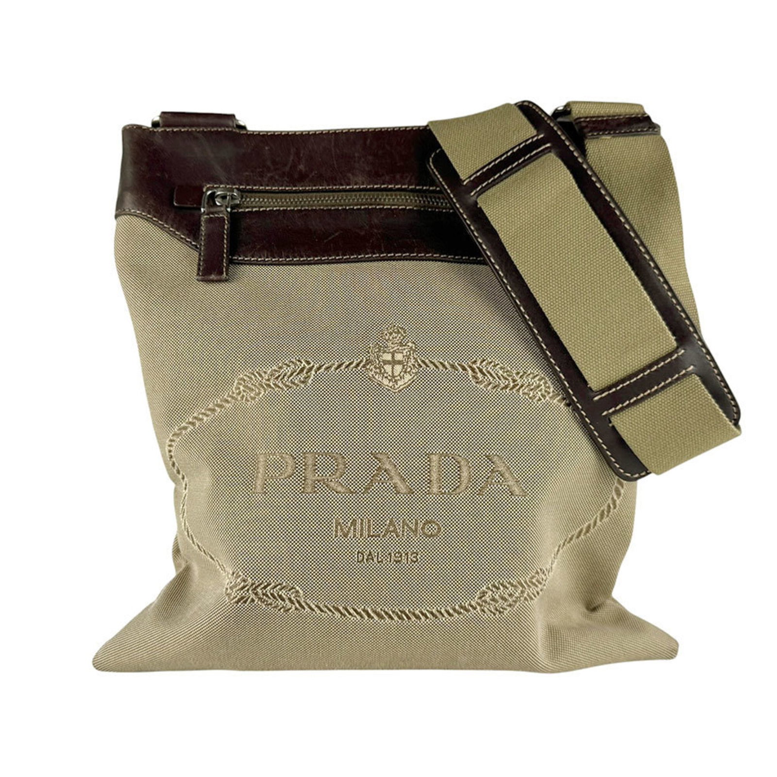 Canvas Leather Prada Bag Shoulder: Canvas Leather Prada Bag Shoulder Canvas Leather Prada Bag Shoulder - A stylish and versatile shoulder bag made from canvas and leather, featuring a classic design with a brown color. Measuring 31cm