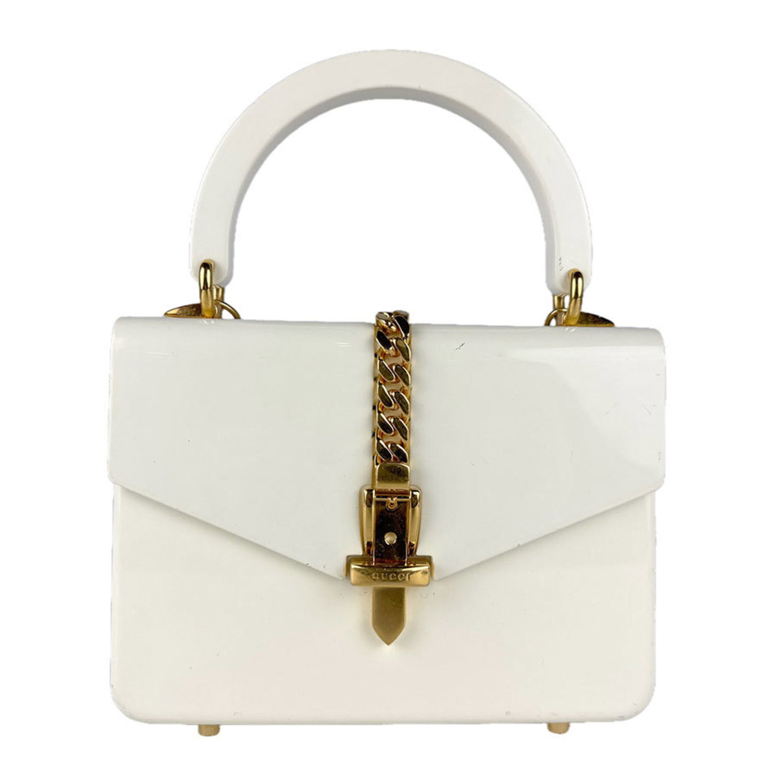 Gucci Acrylic Shoulder Bag Handbag: Gucci Acrylic Shoulder Bag Handbag Acrylic shoulder bag from Gucci, featuring an ivory color and a compact size of 15cm x 20cm x 5cm. This stylish handbag is made from high-quality acrylic material,
