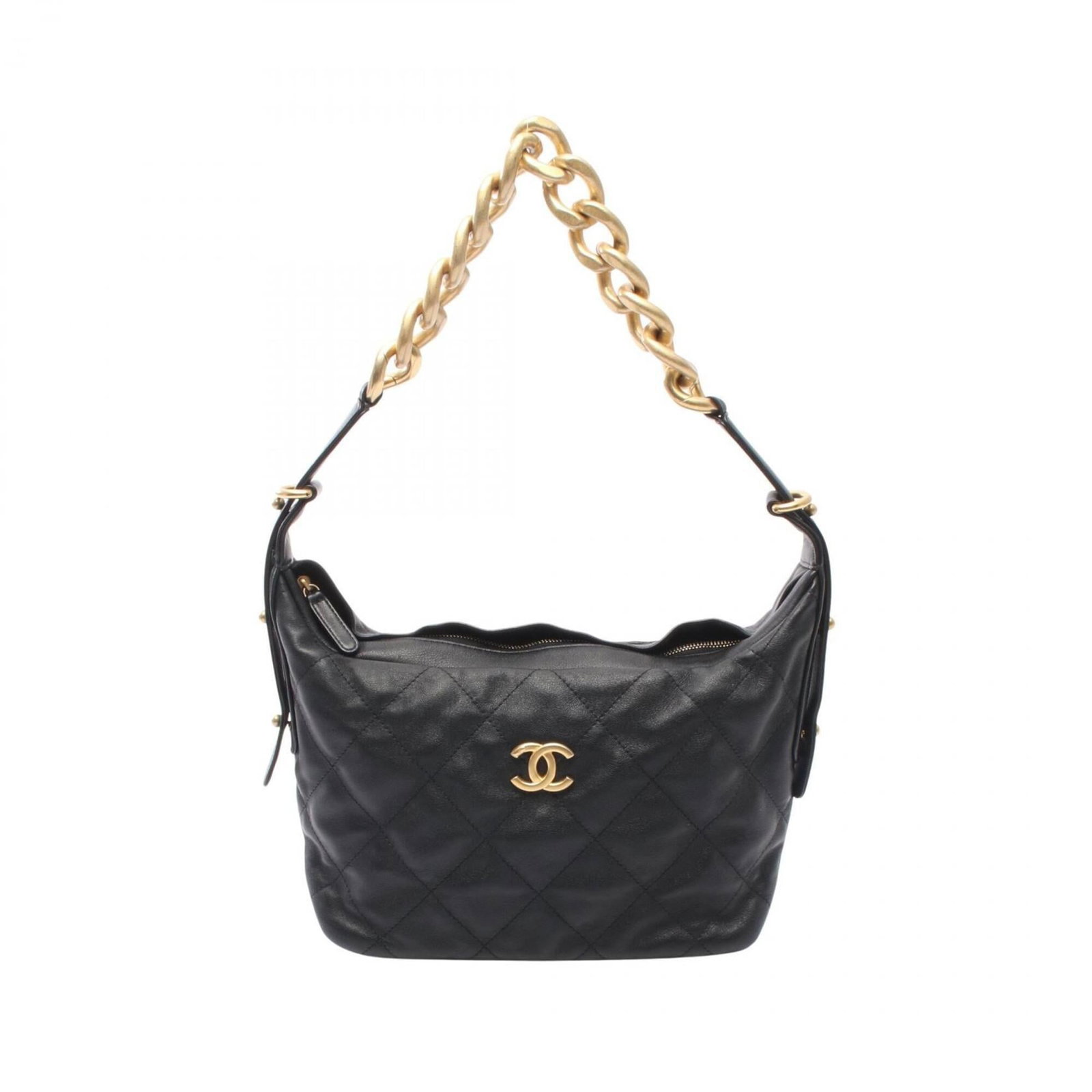 Shoulder Bag Leather Handbag Chanel: Shoulder Bag Leather Handbag Chanel Black lambskin leather shoulder bag from Chanel, measuring 17cm x 25cm x 9cm. This stylish handbag features high-quality leather construction and a classic design.