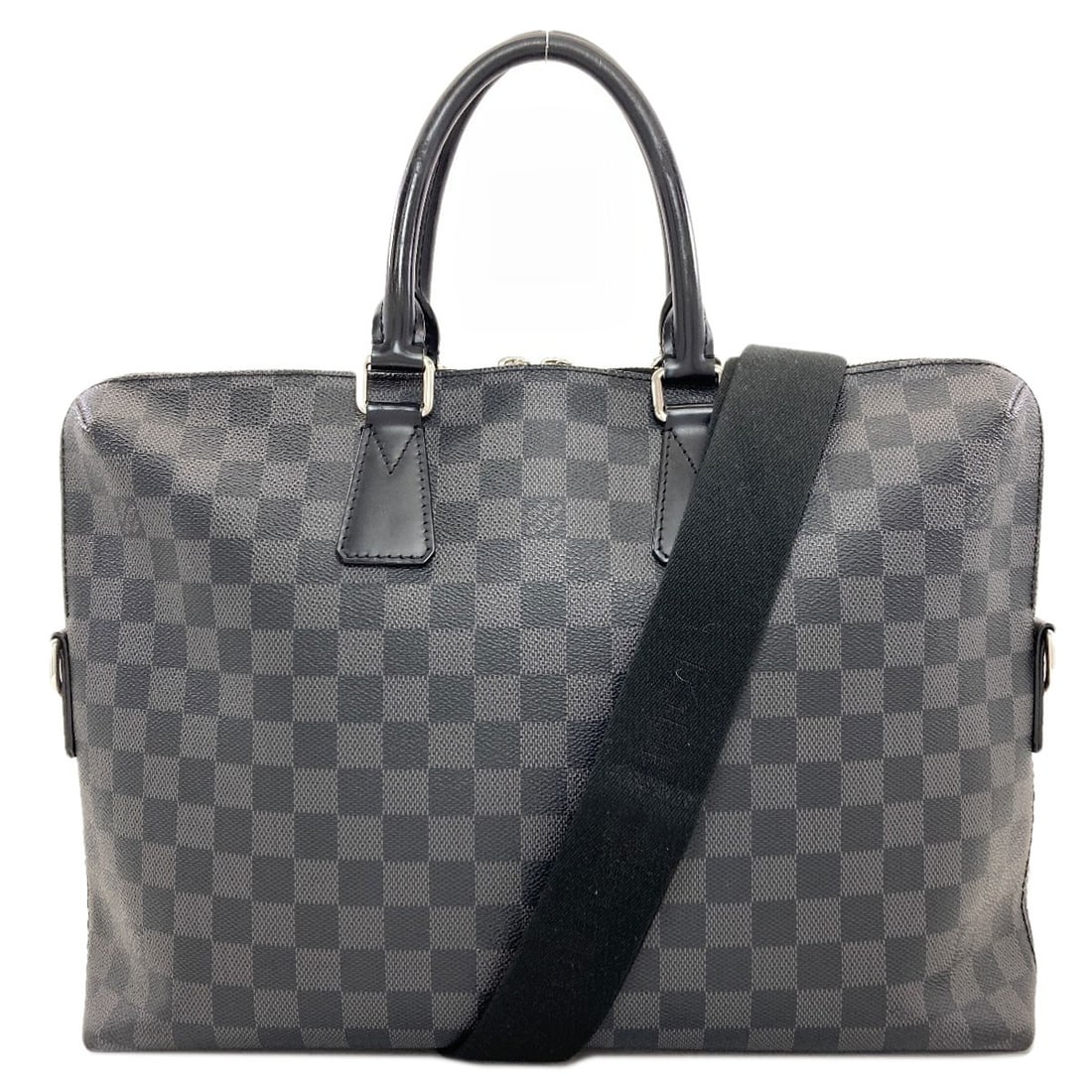 Canvas Damier Business Bag Porte documents Louis Vuitton: Canvas Damier Business Bag Porte documents Louis Vuitton Gray Damier canvas Louis Vuitton business bag features a classic design with a timeless gray exterior. Notable for its iconic Damier pattern, t