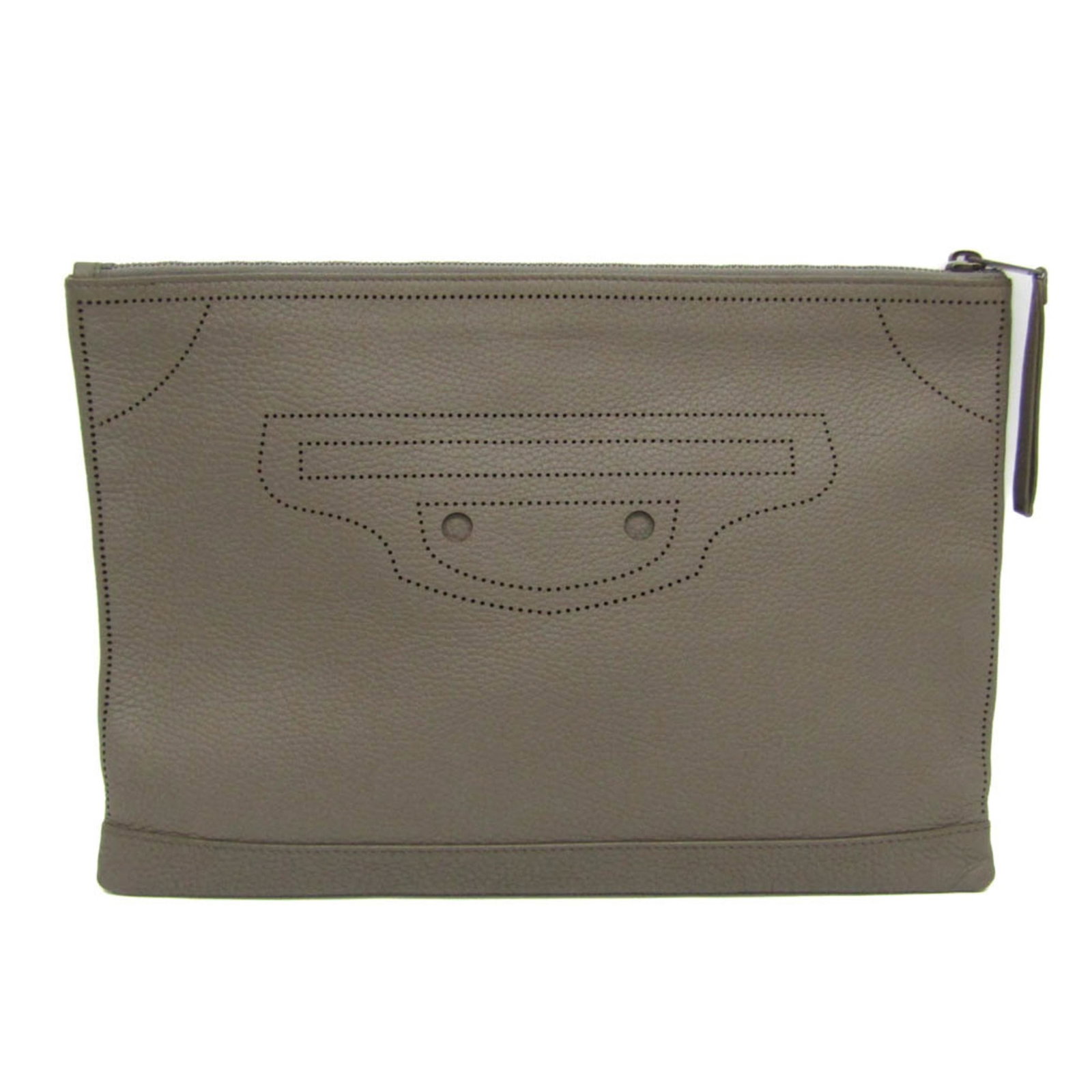 Clutch Bag Leather By Balenciaga: Clutch Bag Leather By Balenciaga Dark Greige Leather Clutch Bag by Balenciaga. This Italian-made clutch pouch features a classic design with a grayish color and is crafted from high-quality leather.