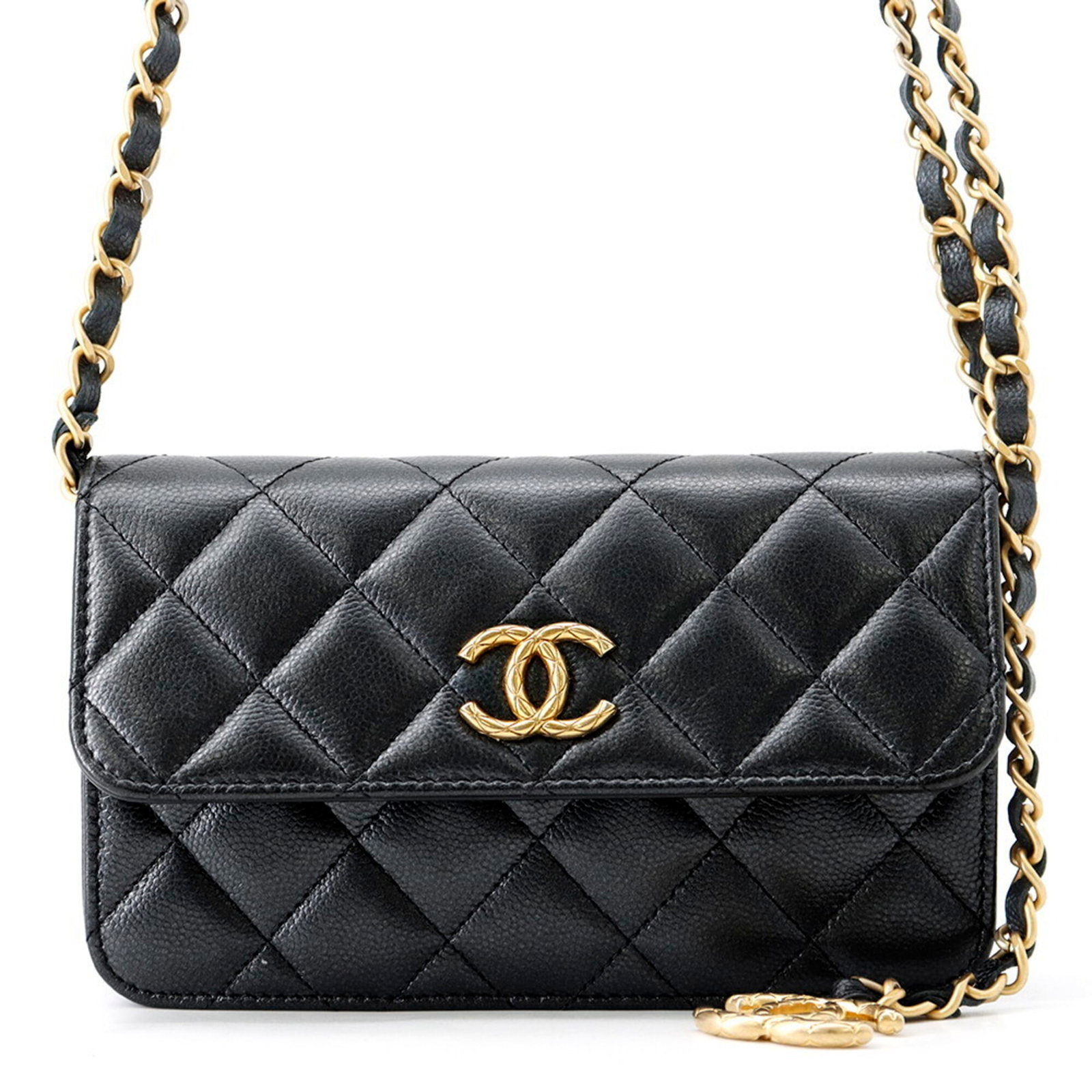 Calfskin Grained Shoulder Bag Handbag: Calfskin Grained Shoulder Bag Handbag Grained Calfskin Shoulder Bag with Distinctive Gunmetal Finish. This Chanel MPN AP3482 shoulder bag boasts a sleek design with a sturdy 10cm x 17cm x 4cm size,