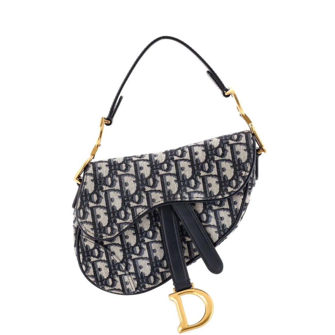 Canvas Oblique Christian Dior Saddle Mini: Canvas Oblique Christian Dior Saddle Mini Canvas Oblique Christian Dior Saddle Mini - A stylish and compact shoulder bag with a signature blue canvas exterior, featuring a classic oblique design and