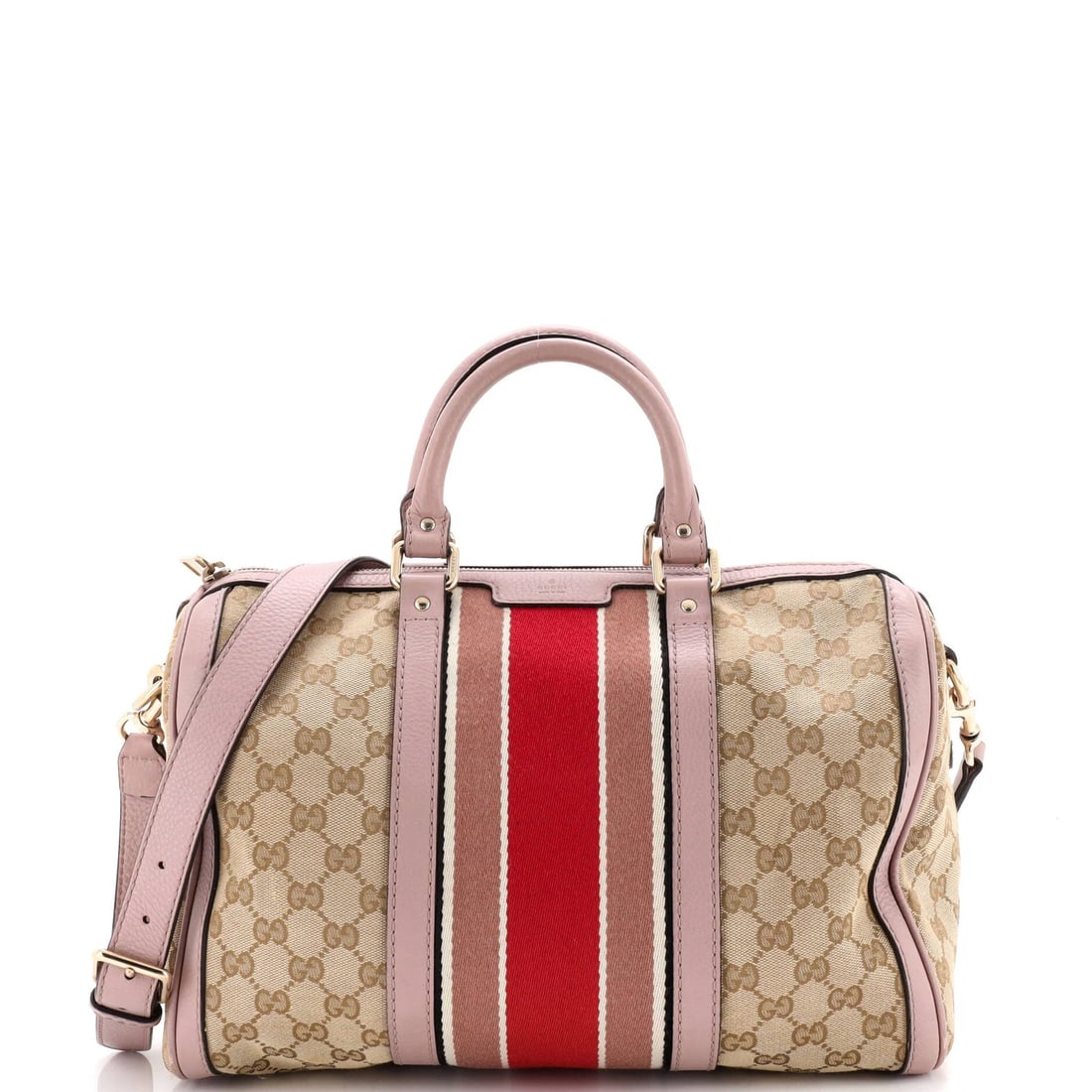 Boston Web Bag Canvas Medium Gucci GG Vintage: Boston Web Bag Canvas Medium Gucci GG Vintage Canvas medium Gucci GG Vintage Web Boston Bag in rich purple exterior, featuring a classic satchel design with gold tone hardware. This medium-sized bag
