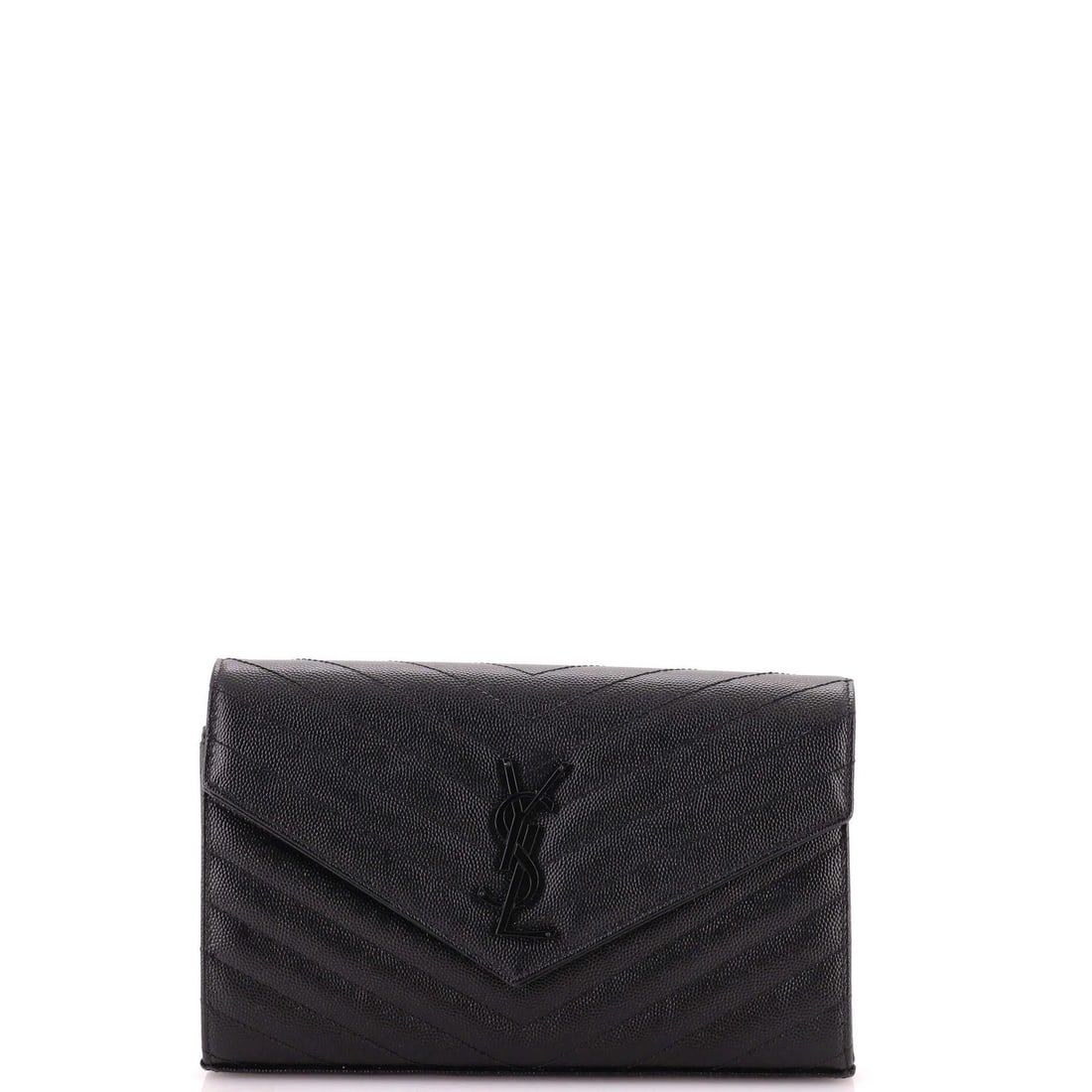 Classic Monogram Wallet on Matelasse Leather Chevron Medium Saint Laurent: Classic Monogram Wallet on Matelasse Leather Chevron Medium Saint Laurent Classic Monogram Wallet on Matelasse Leather Chevron Medium Saint Laurent features a timeless design with a black exterior