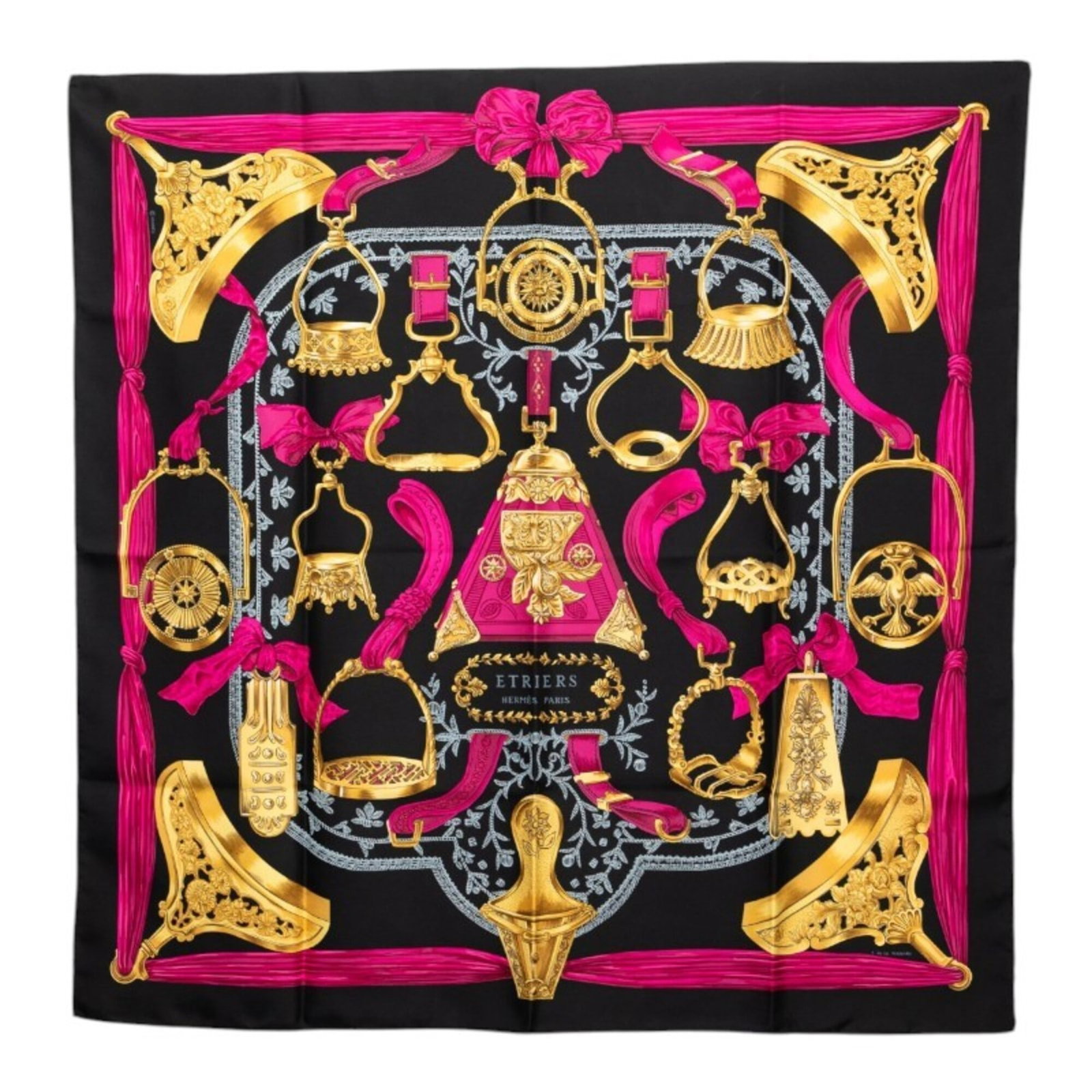 Silk Hermes Scarf: Silk Hermes Scarf Item Specifics: Brand: Hermes Type: Scarf Gender: Women Color: Black Material: Silk Size (LxW): 88.5cm x 88cm / 34.84'' x 34.64'' Product Disclaimer: Minor wear from age or display