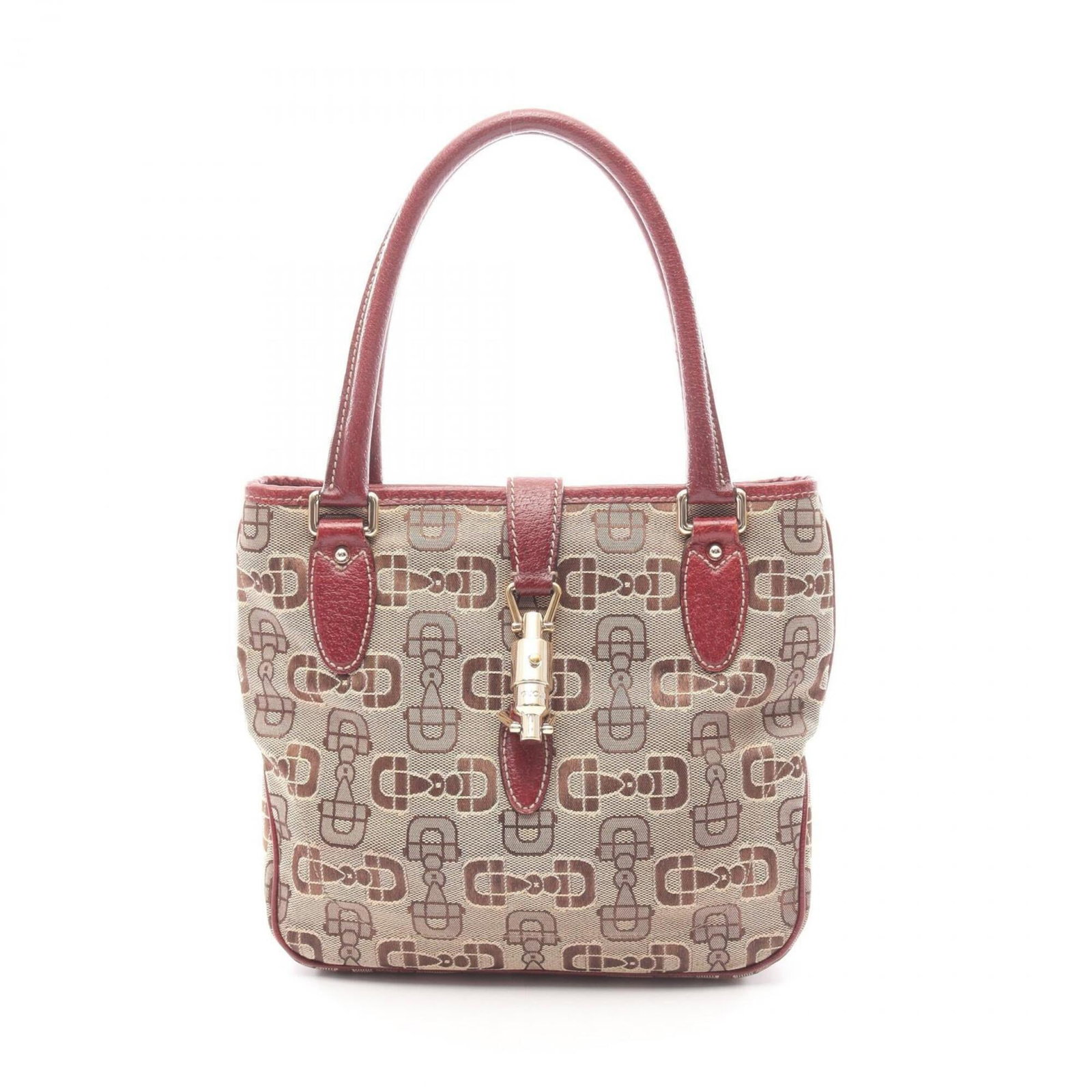 Canvas Leather Handbag Gucci: Canvas Leather Handbag Gucci Canvas and leather come together in this Gucci handbag, available in beige and Bordeaux hues. Measuring 21cm x 23cm x 7cm, it features a canvas and leather construction.