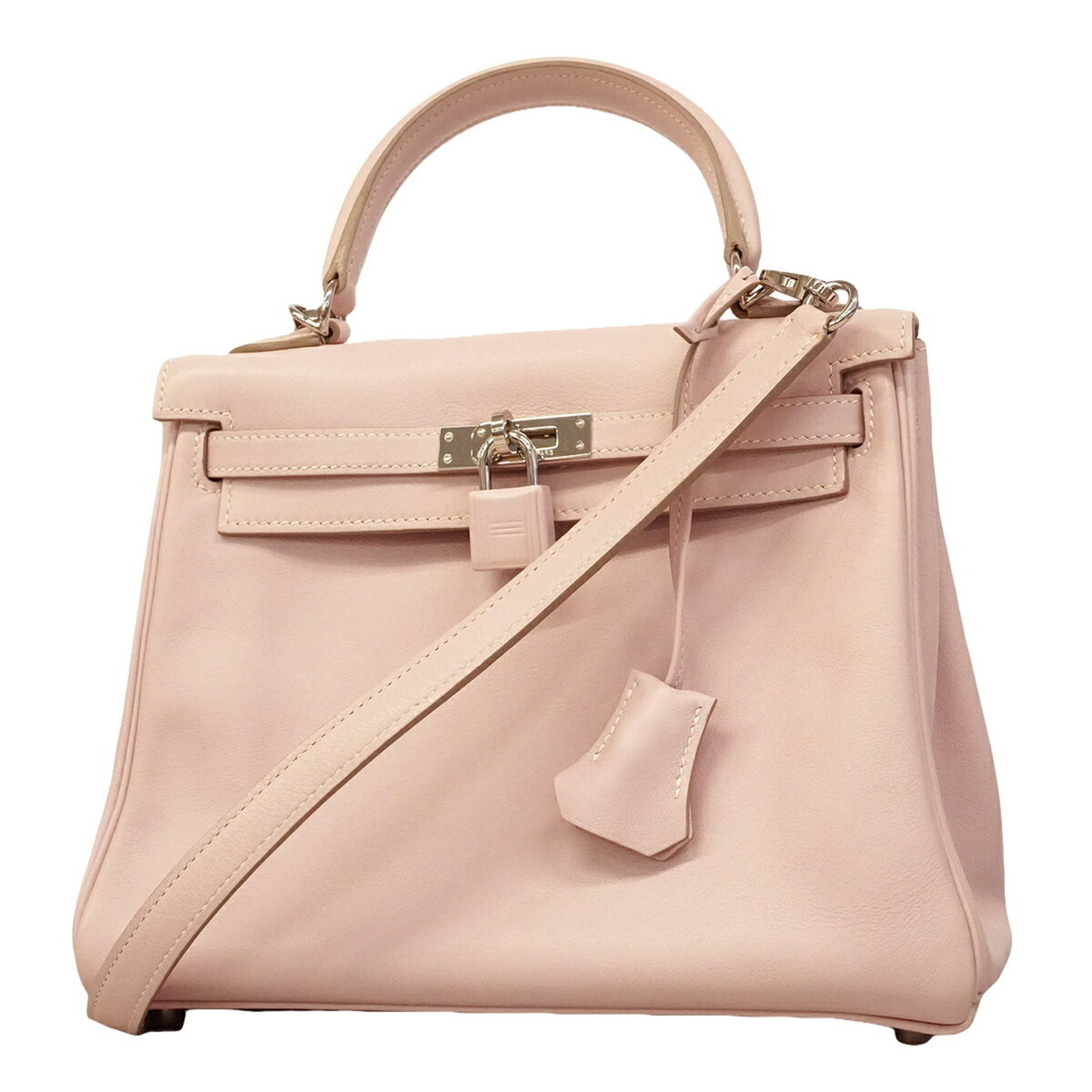 Swift Leather Handbag Hermes: Swift Leather Handbag Hermes Swift Leather Handbag by Hermes in Pink. This 19cm x 23.5cm x 8.5cm handbag features swift leather material, silver hardware, and a striking pink color. Made with durable