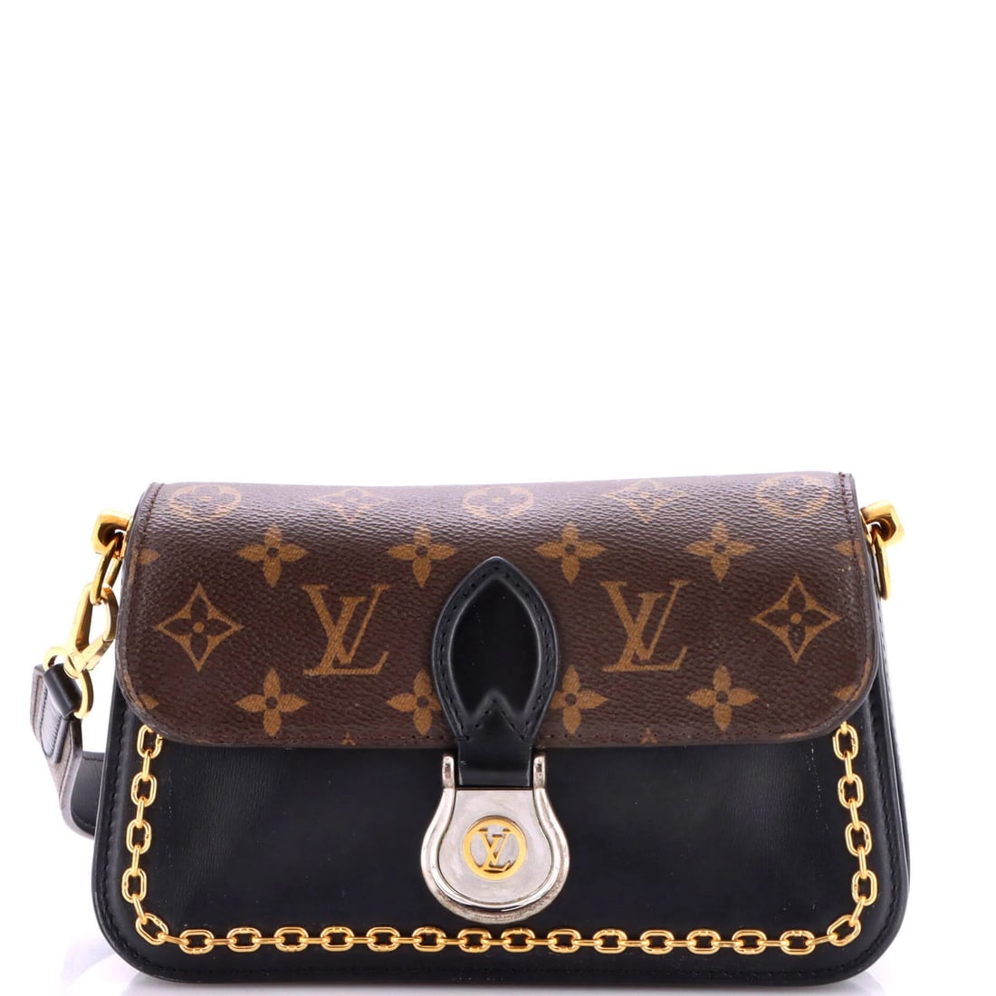 Neo Saint Cloud Shoulder Bag Monogram Louis Vuitton: Neo Saint Cloud Shoulder Bag Monogram Louis Vuitton Black Neo Saint Cloud Shoulder Bag with Monogram Canvas and Leather Exterior, featuring a classic design with scuffs, stains, and minor wear.