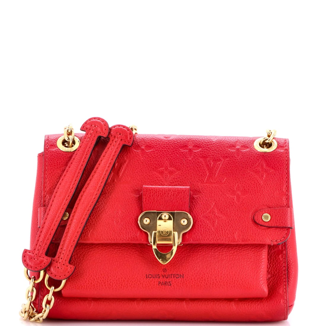 Louis Vuitton Vavin Monogram Leather Empreinte Handbag BB: Louis Vuitton Vavin Monogram Leather Empreinte Handbag BB The Louis Vuitton Vavin Monogram Leather Empreinte Handbag BB boasts a striking red exterior with the iconic Monogram Empreinte pattern,