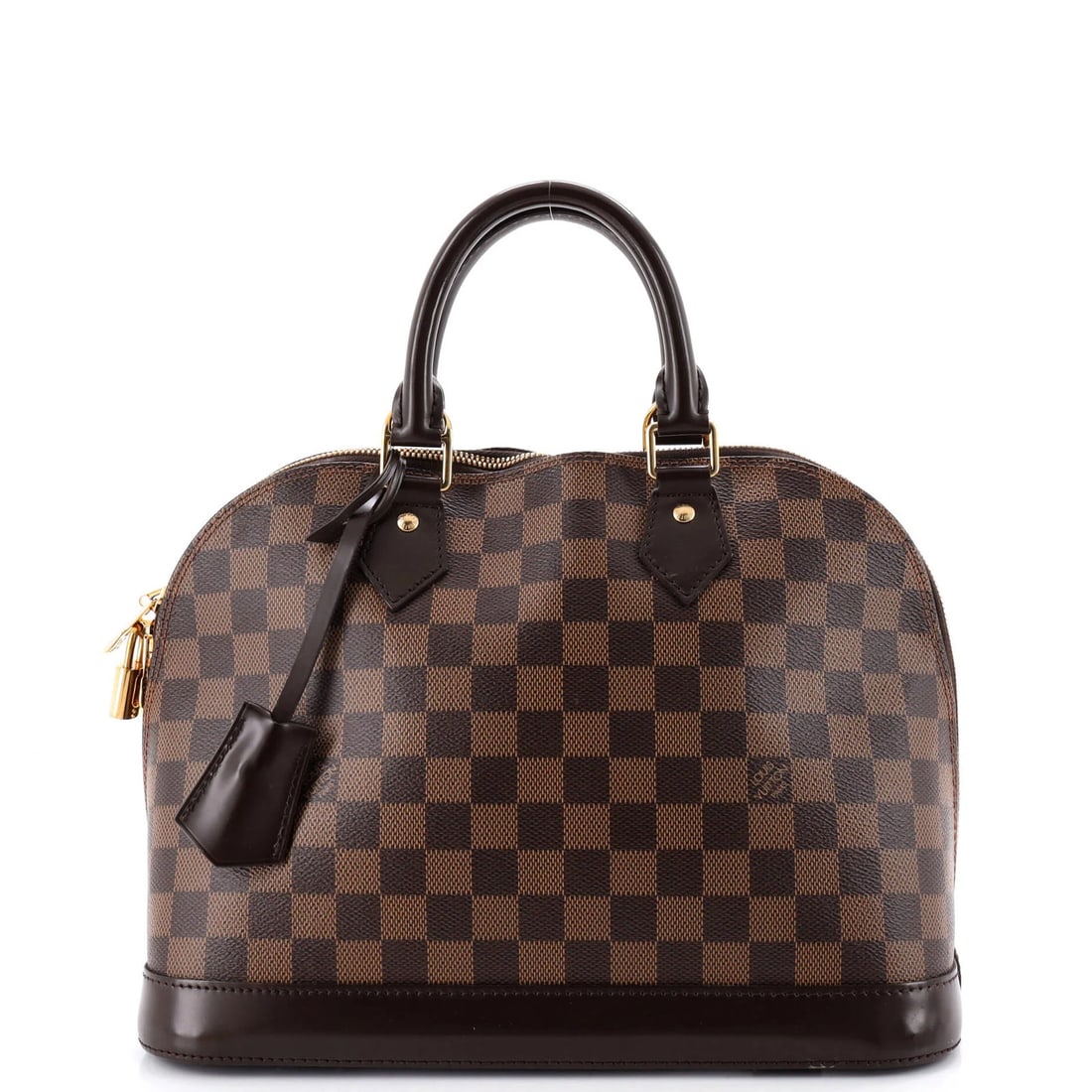 Louis Vuitton Alma Handbag Damier PM: Louis Vuitton Alma Handbag Damier PM Brown Louis Vuitton Alma Handbag Damier PM. This Louis Vuitton Alma handbag features a canvas coated exterior in brown Damier PM, a classic design with a top