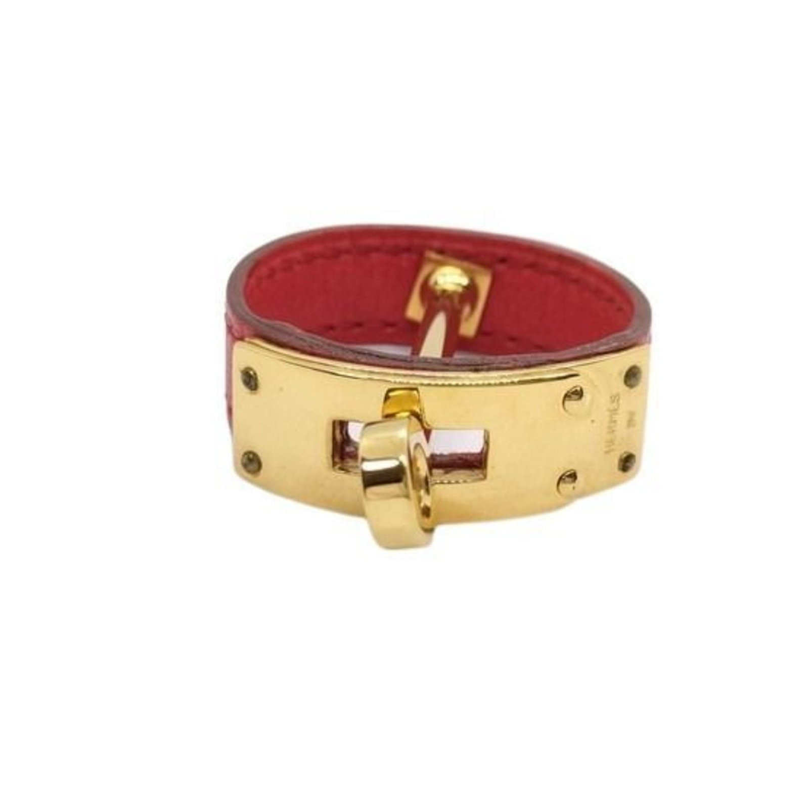 Hermes Leather Scarf Ring: Hermes Leather Scarf Ring The Hermes Leather Scarf Ring boasts a sleek, gold design with a pop of vibrant red color, adding a touch of sophistication to any outfit. Made from high-quality leather,