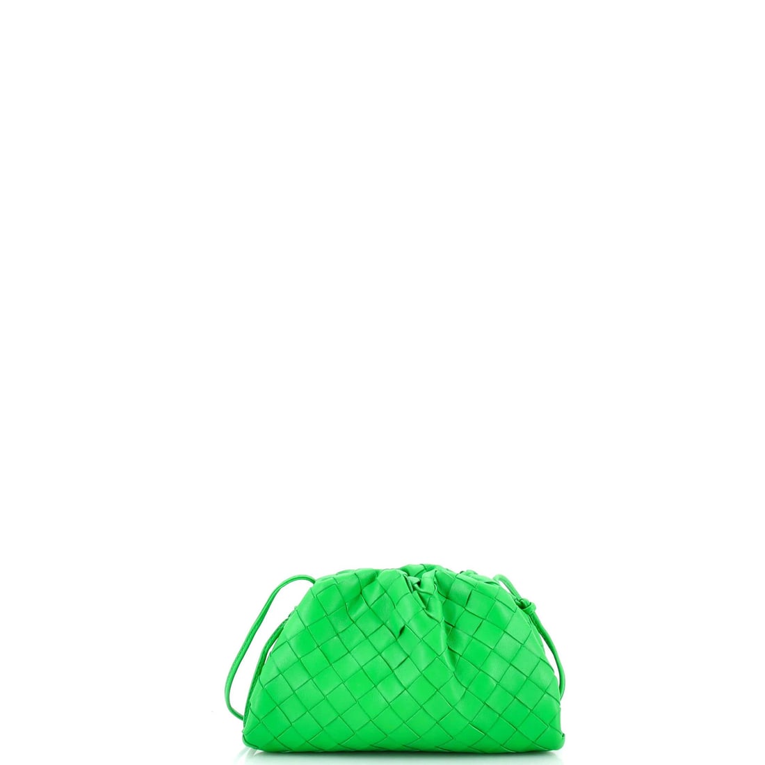 Intrecciato Pouch Nappa Mini Bottega: Intrecciato Pouch Nappa Mini Bottega The Bottega Veneta Intrecciato Pouch Nappa Mini is a stylish and functional cross body bag with a rich green exterior and matching interior. Its signature