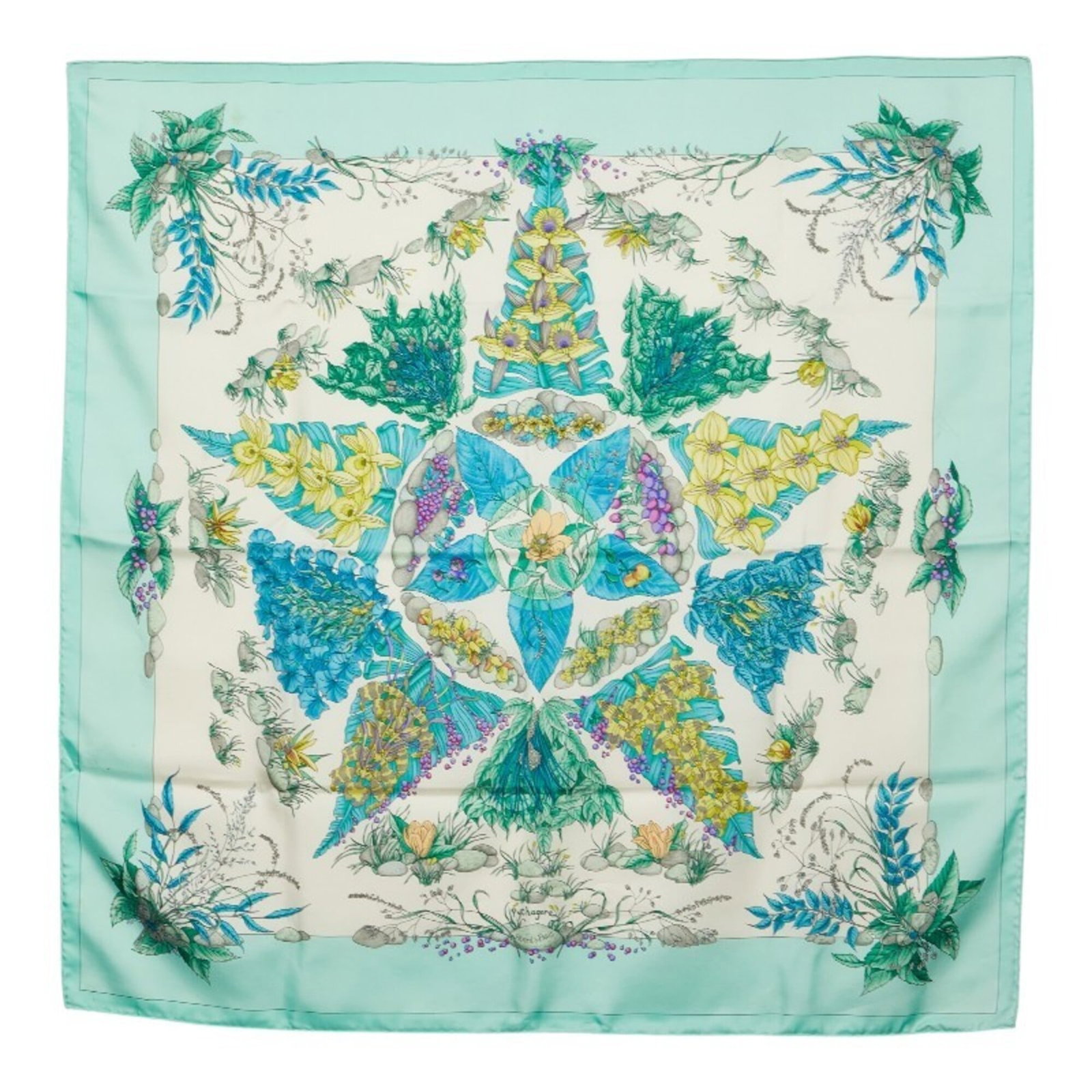 Silk Hermes Scarf: Silk Hermes Scarf Silk from renowned French fashion house Hermes, this vibrant green scarf boasts a luxurious feel and elegant design, measuring 88cm x 88cm in size. Crafted from high-quality silk, it