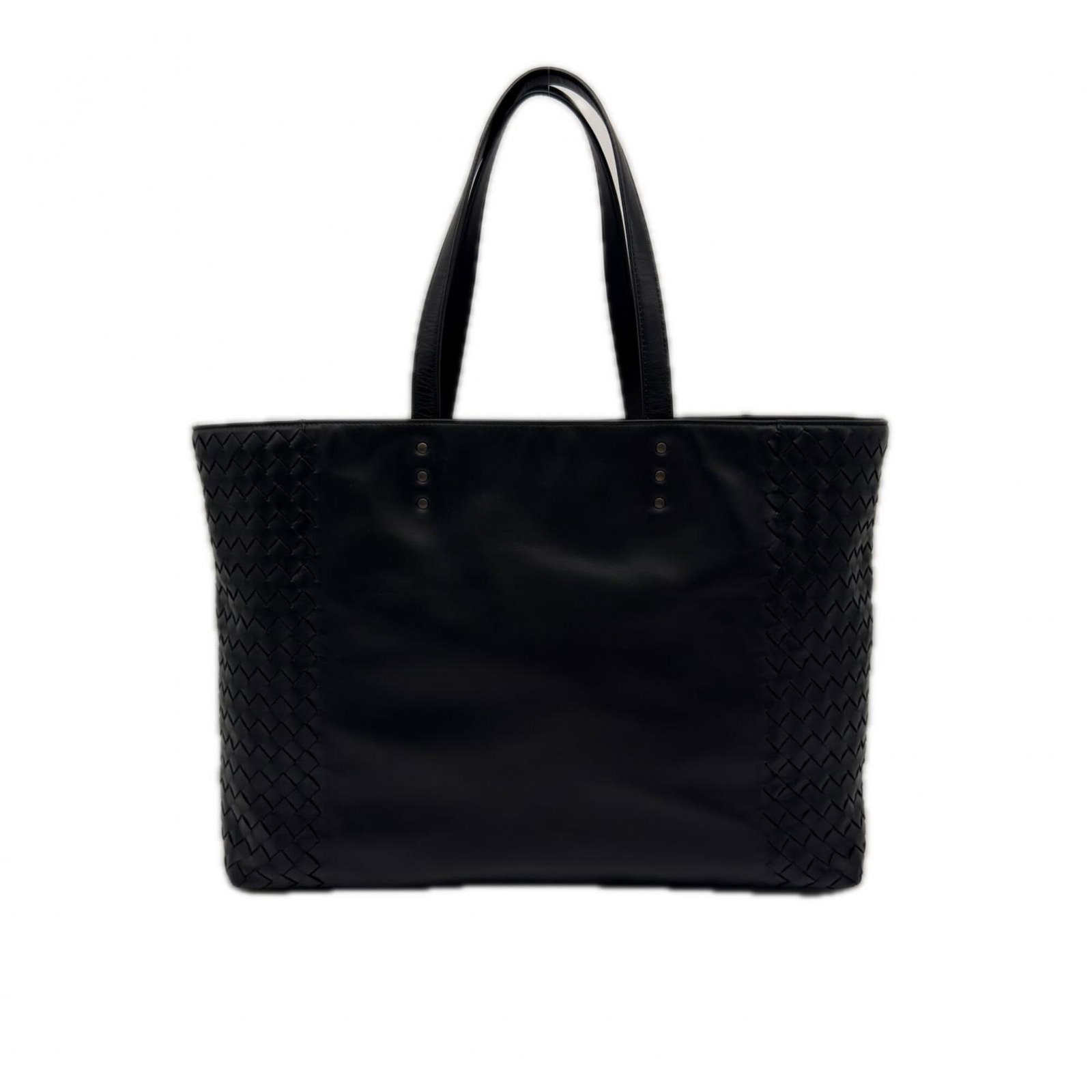 Bottega Veneta Handbag Tote Bag Leather: Bottega Veneta Handbag Tote Bag Leather Bottega Veneta's Intrecciato leather tote bag boasts a sleek black design, featuring an open closure and a sturdy 42.5cm handle for effortless carrying.