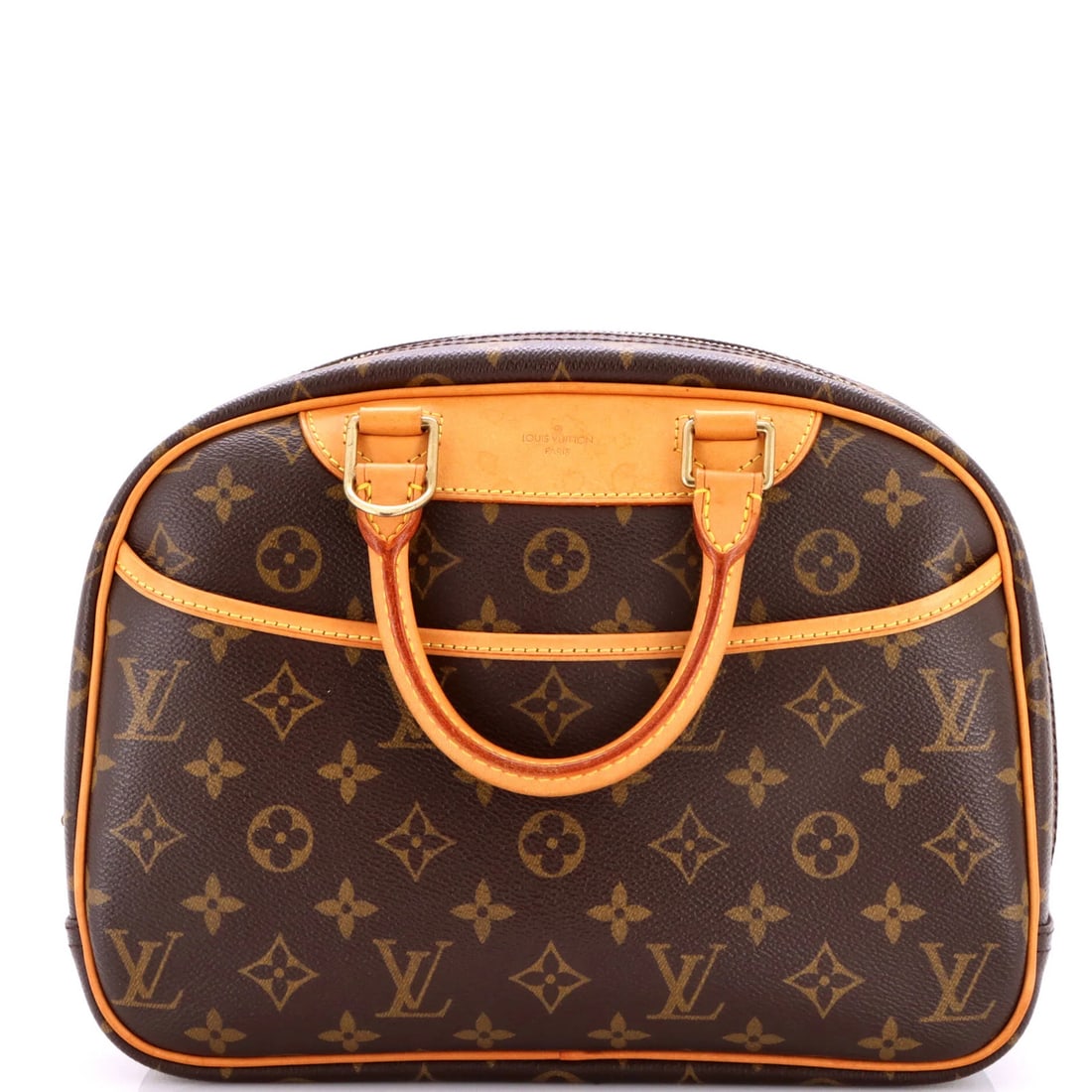 Monogram Canvas Louis Vuitton Handbag Trouville: Monogram Canvas Louis Vuitton Handbag Trouville Canvas Coated Louis Vuitton Trouville Handbag with Monogram Design, featuring a classic top handle and neutral interior, boasts a timeless design with