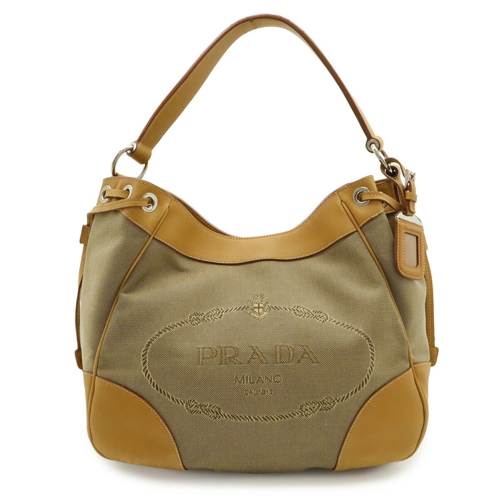 Canvas Leather Prada Bag Shoulder: Canvas Leather Prada Bag Shoulder Canvas Leather Prada Bag Shoulder - A Timeless Classic. This khaki canvas leather shoulder bag features a sturdy design with a 13cm thick leather strap and a