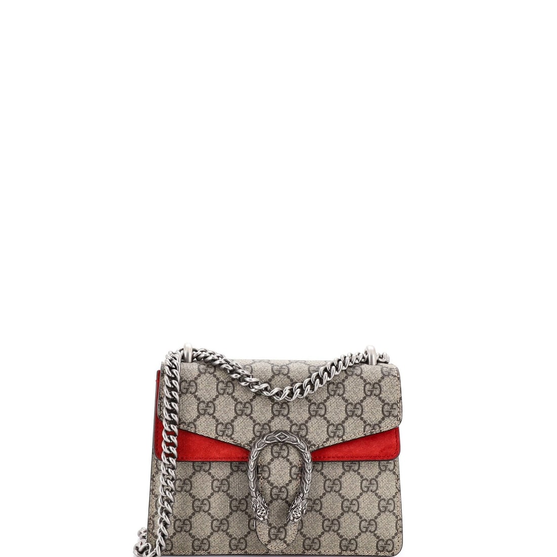 Gucci Coated Canvas Bag GG Dionysus Mini: Gucci Coated Canvas Bag GG Dionysus Mini Red Gucci Coated Canvas GG Dionysus Mini Bag - A stylish and compact cross body bag with a bold exterior color and signature GG logo. Measuring 6" x 8" x 2",