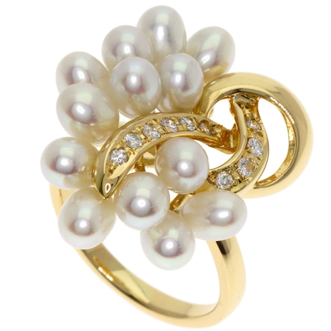 K18 Yellow Gold Pearl Diamond Ring Tasaki: K18 Yellow Gold Pearl Diamond Ring Tasaki K18 Yellow Gold Pearl Diamond Ring Tasaki boasts a stunning combination of K18 yellow gold and a 0.13ct D-type pearl, set in a beautifully crafted ring. The