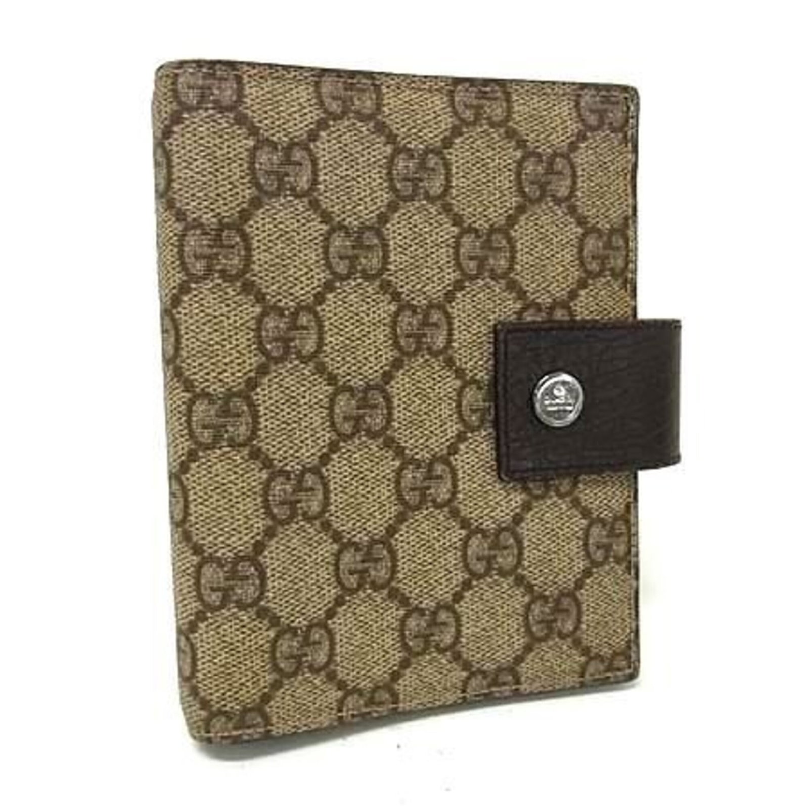 Gucci Gg Supreme Notebook Cover 115240 Beige/ Brown Leather Men'S/ Women'S 6-Ring Binder.: Gucci Gg Supreme Notebook Cover 115240 Beige/ Brown Leather Men'S/ Women'S 6-Ring Binder. Gucci's iconic Gg Supreme notebook cover is a stylish accessory for everyday use, featuring a high-quality