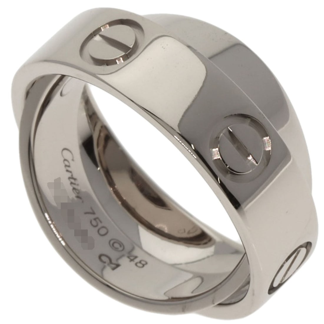 Cartier Secret Love #48 Ring K18 White Gold: Cartier Secret Love #48 Ring K18 White Gold Cartier Secret Love #48 Ring K18 White Gold is a sleek, silver-toned ring crafted from K18 white gold, featuring an open ring closure. This K18 purity