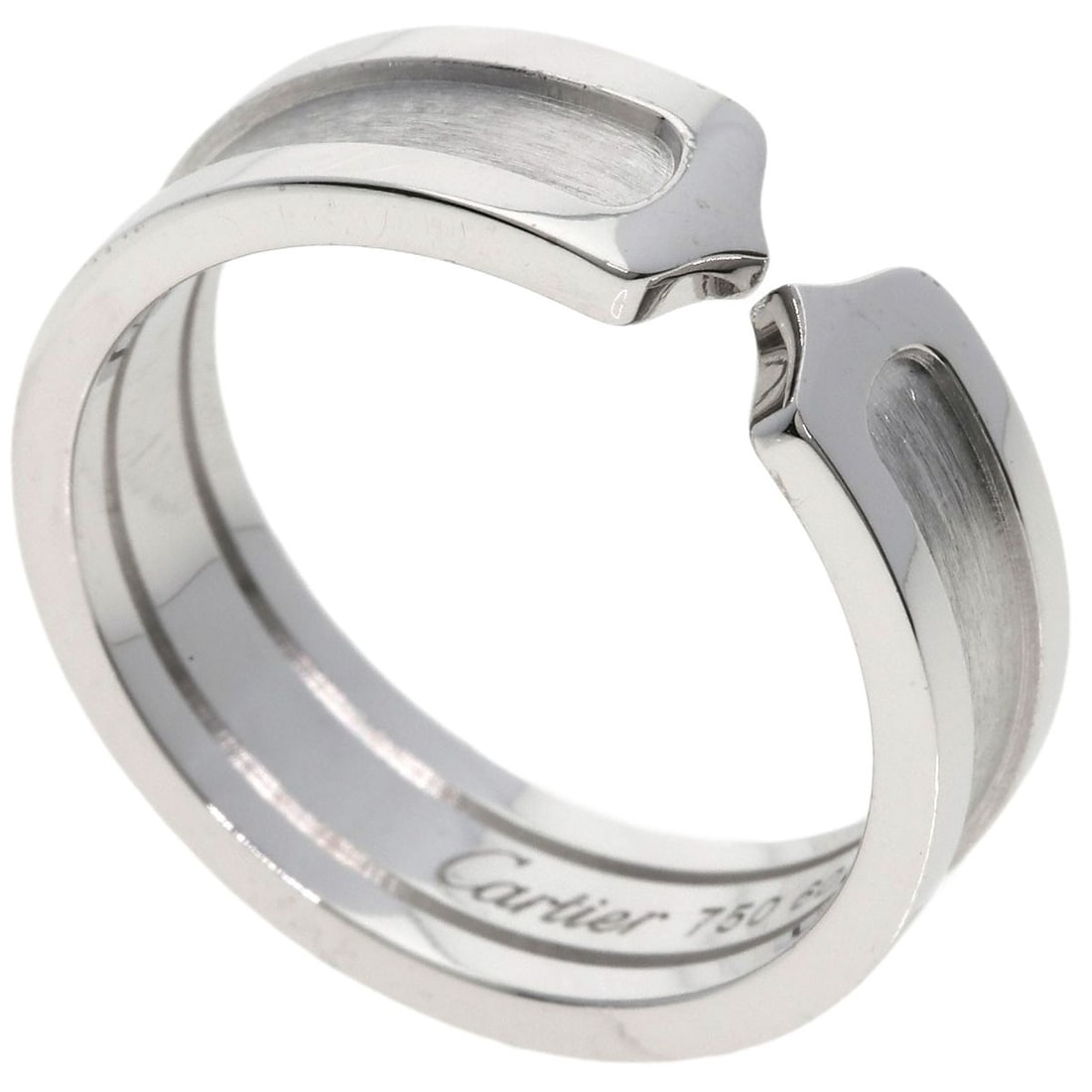 Cartier C2 Ring Sm White Gold K18 Ring #60: Cartier C2 Ring Sm White Gold K18 Ring #60 Cartier C2 Ring in K18 White Gold, a sleek and sophisticated design, features a silver metal exterior with a K18 purity. The ring boasts a classic style