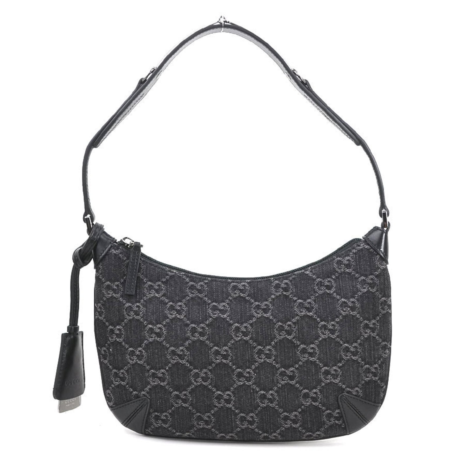 Shoulder Bag Gucci Denim Leather: Shoulder Bag Gucci Denim Leather Black Gucci shoulder bag made from denim and leather, measuring 14cm x 24cm, comes with a dust bag. This bag bears a signature and is from Gucci, an Italian luxury
