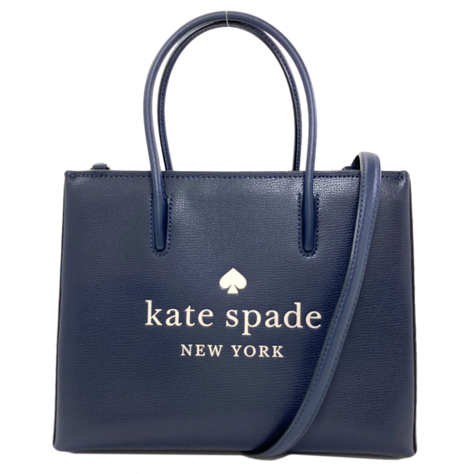 Kate Spade Handbag PVC: Kate Spade Handbag PVC Navy Kate Spade PVC Handbag with clean lines and a compact size, measuring 22cm x 27cm x 12cm, making it a versatile and portable accessory. The PVC material gives it a modern
