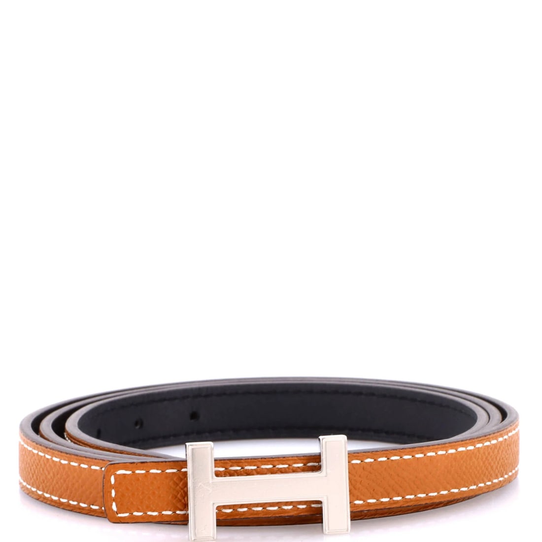 Hermes Thin Leather Belt Focus: Hermes Thin Leather Belt Focus The Hermes Thin Leather Belt Focus is a high-quality, reversible belt made from genuine leather. Its slender 0.5" width and 85" length make it a stylish accessory for