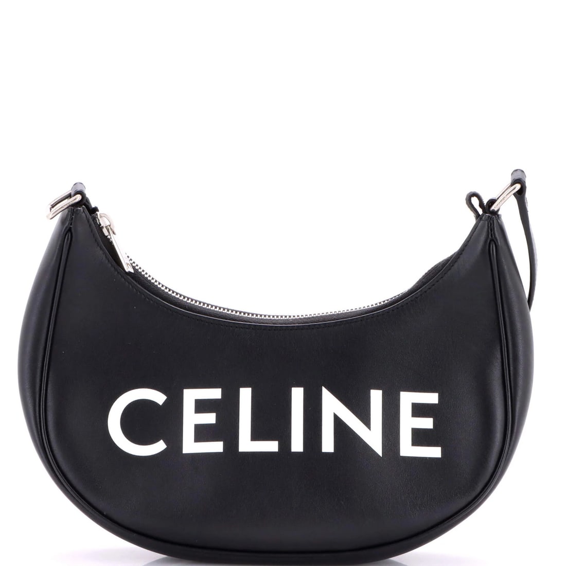 Medium leather bag strap Celine Ava: Medium leather bag strap Celine Ava This medium leather bag strap from Celine's Ava collection features a sleek black exterior with silver hardware, adding a touch of sophistication to any outfit.