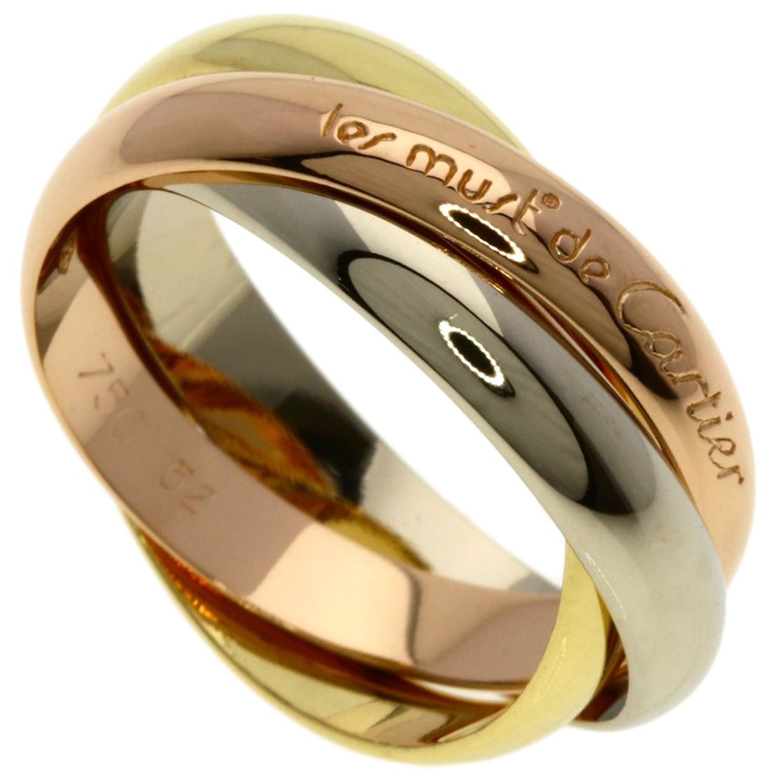 Cartier Trinity #52 Ring K18 Yellow Gold K18 White Gold: Cartier Trinity #52 Ring K18 Yellow Gold K18 White Gold K18 Yellow Gold and K18 White Gold Combine in Cartier's Iconic Trinity Ring #52, a masterful blend of two precious metals. This 6.25 US size rin