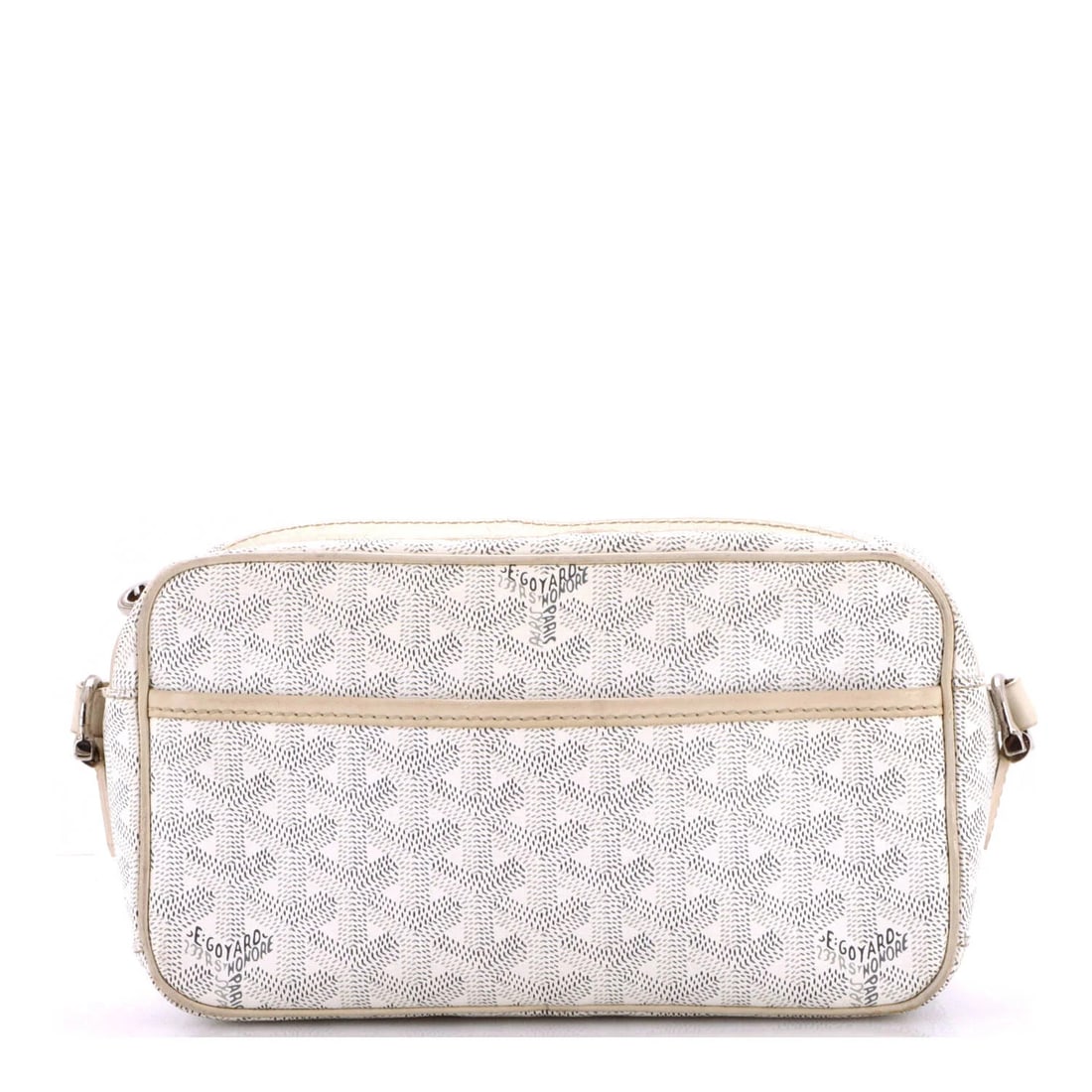 Goyard Cap Vert Bag Coated Canvas: Goyard Cap Vert Bag Coated Canvas White Goyard Cap Vert Bag Coated Canvas, featuring a classic cross body design with a canvas coated exterior and yellow interior, is a stylish and functional