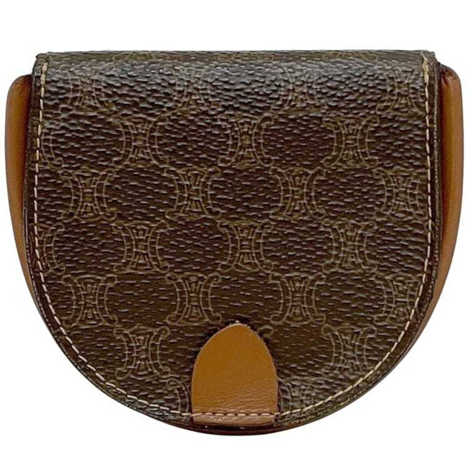 Celine Coin Purse/ Coin Case Pvc Leather: Celine Coin Purse/ Coin Case Pvc Leather This Celine coin purse/coin case is made from a combination of PVC and leather, with a brown color and dimensions of 7cm x 8.5cm x 2cm. The simple design