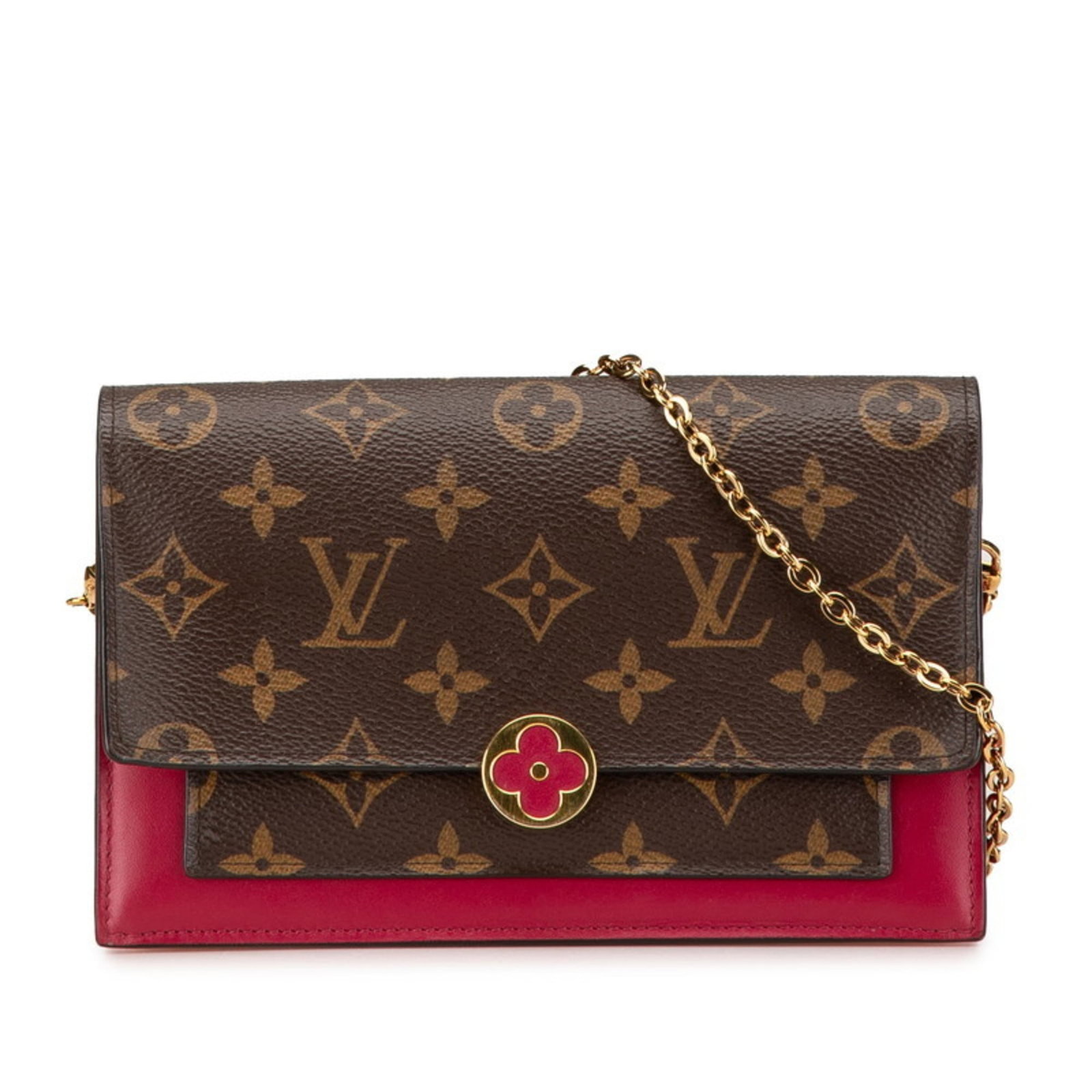 Shoulder Bag Monogram Louis Vuitton: Shoulder Bag Monogram Louis Vuitton Brown, Fuchsia, and Monogram pattern make this Louis Vuitton shoulder bag a stylish and eye-catching accessory. The bag features a magnet closure, card holder, and