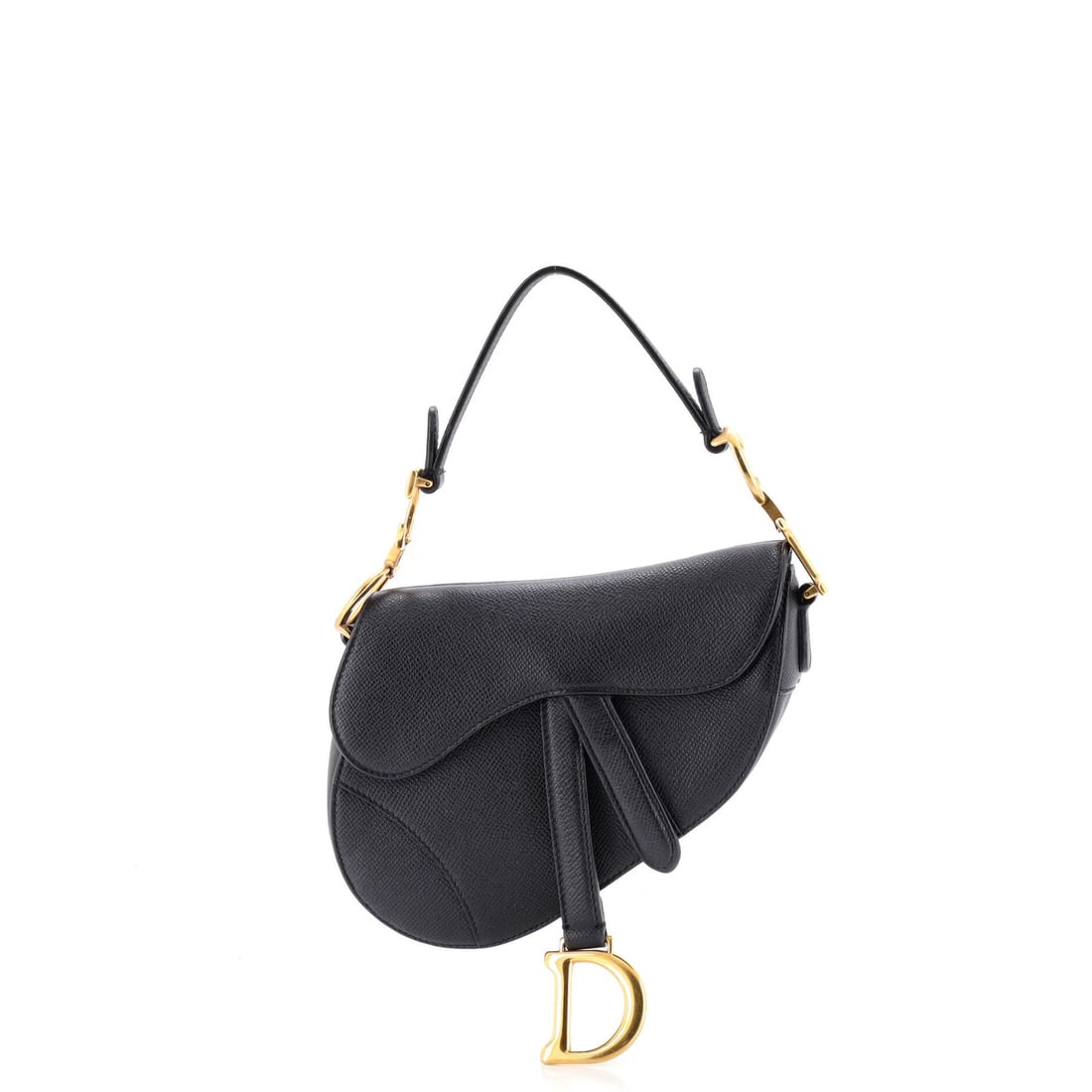 Mini Leather Christian Dior Saddle Handbag: Mini Leather Christian Dior Saddle Handbag Mini Leather Christian Dior Saddle Handbag in Black. This mini leather shoulder bag features a classic saddle design with scuffed black exterior and suede