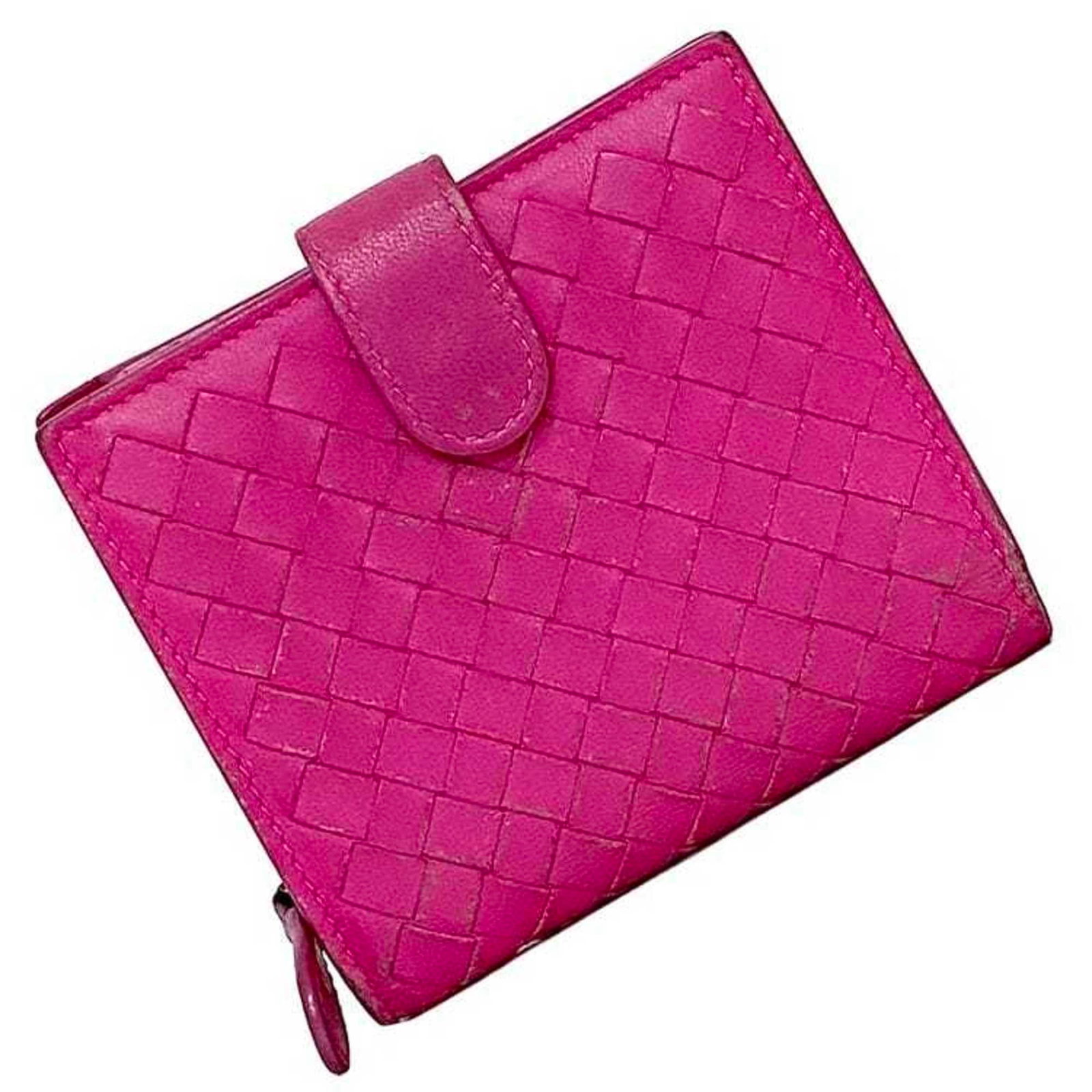 Bottega Veneta Wallet (Bi-Fold) Leather: Bottega Veneta Wallet (Bi-Fold) Leather Pink Bottega Veneta bi-fold leather wallet with a size of 10cm x 11cm x 2cm. This wallet is made of high-quality leather and features a classic bi-fold design. 