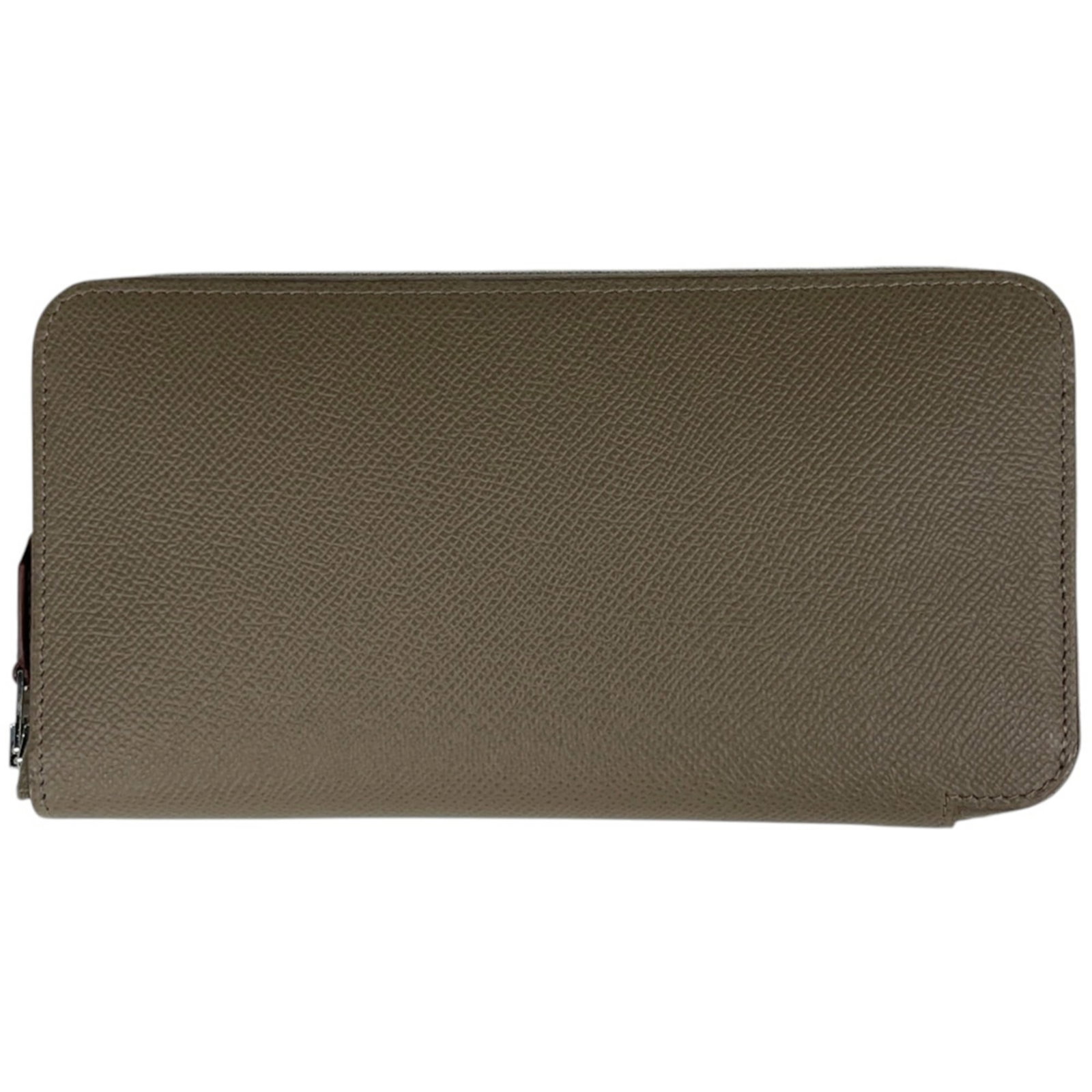 Women Silk Wallet Veau Hermes Long Azap Leather Epsom Etoupe: Women Silk Wallet Veau Hermes Long Azap Leather Epsom Etoupe Women's Epsom leather wallet from Hermes, featuring a sleek Etoupe gray color and a compact design with dimensions of 10.5cm x 20cm x 2cm. 