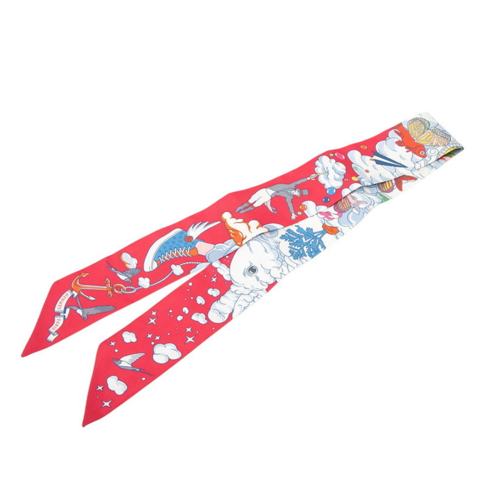 Silk Hermes Scarf: Silk Hermes Scarf Silk from the renowned French fashion house, this vibrant red and white striped scarf is crafted from luxurious silk, measuring 86cm x 5cm. The classic design and timeless color comb