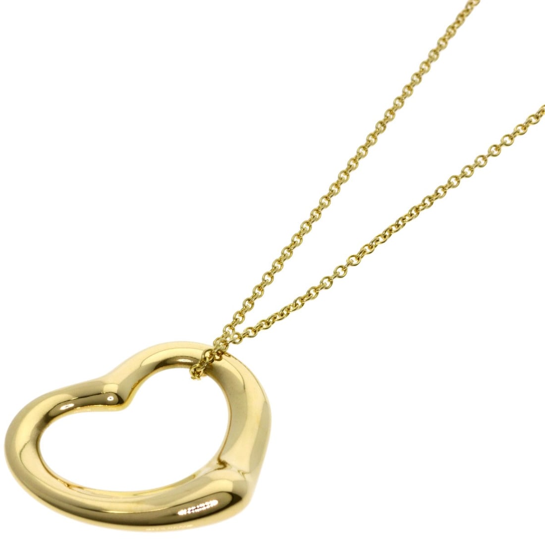 Yellow Gold Necklace Tiffany&Co Open Heart K18: Yellow Gold Necklace Tiffany&Co Open Heart K18 K18 Yellow Gold Tiffany&Co Open Heart NecklaceThe Tiffany&Co Open Heart K18 Yellow Gold Necklace boasts a sleek, modern design with an open exterior, sho