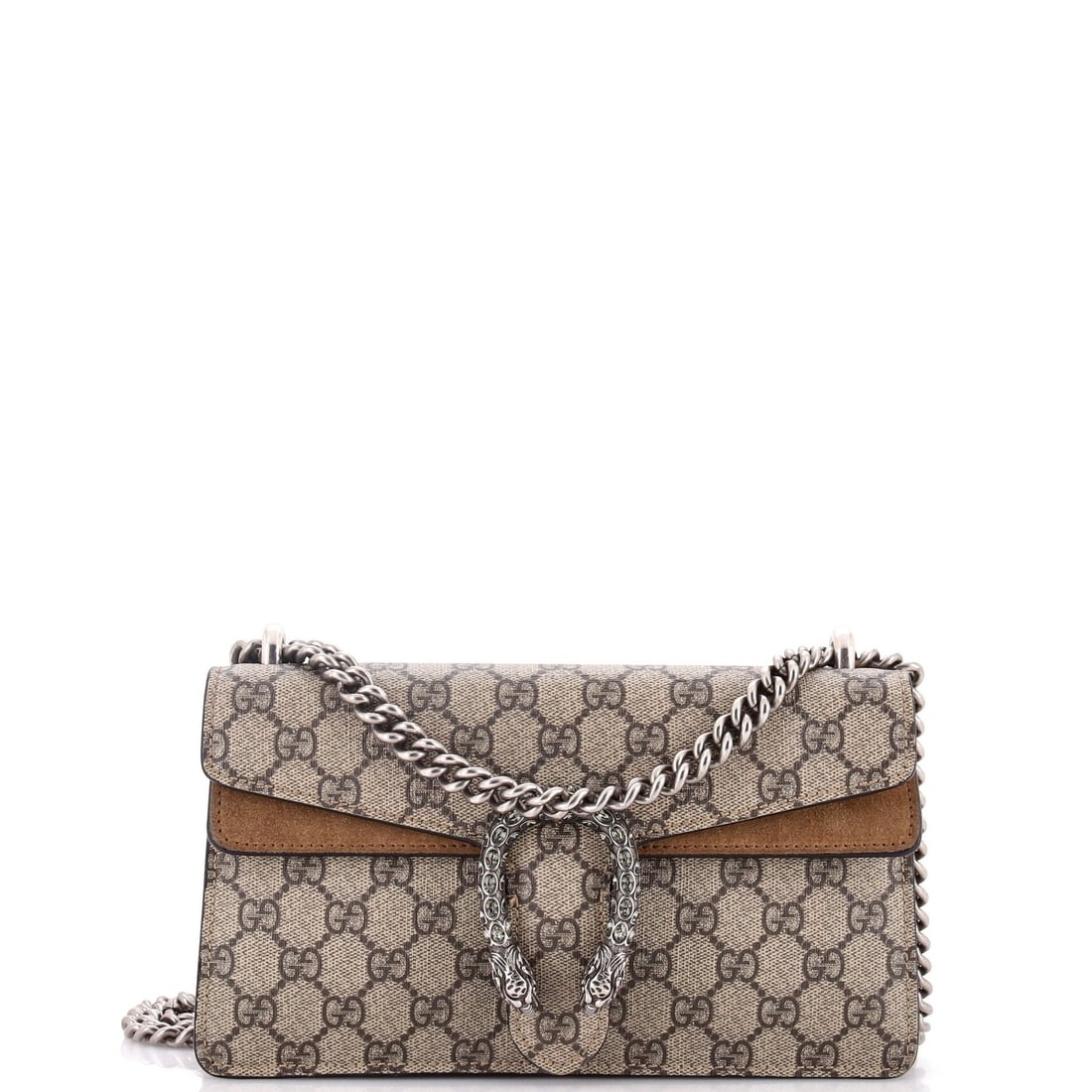 Gucci GG Coated Canvas Small Bag Dionysus Embellished with Crystal Metal: Gucci GG Coated Canvas Small Bag Dionysus Embellished with Crystal Metal Gucci's iconic Dionysus bag is a statement piece, featuring a GG Coated Canvas exterior with crystal metal embellishments in a 