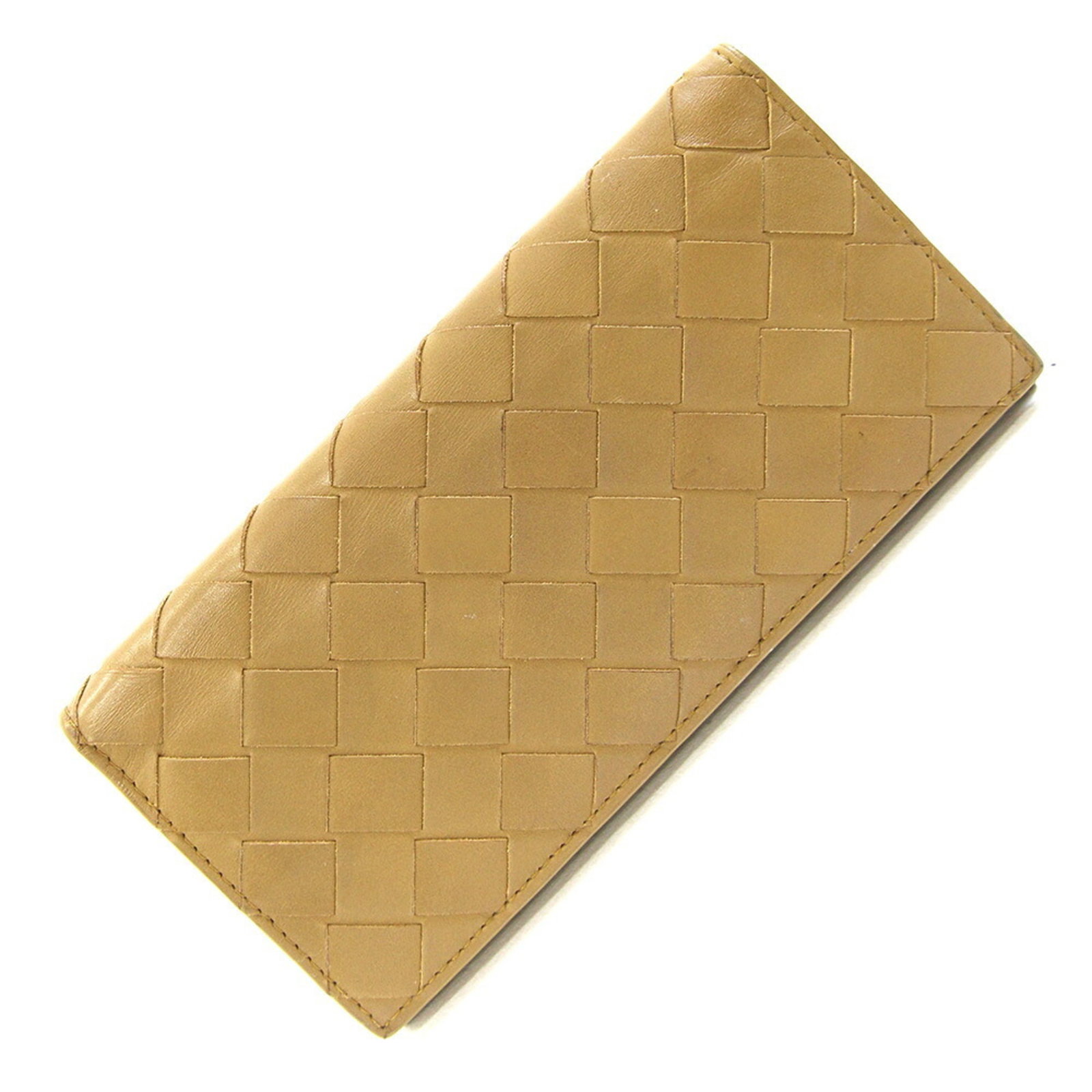 Veneta Bottega Leather Wallet Bill Long Bi: Veneta Bottega Leather Wallet Bill Long Bi Light brown leather wallet with a bi-fold design, featuring a long bill. Measuring 18cm x 9cm x 1.5cm, this Bottega Veneta MPN 635567 wallet is crafted from