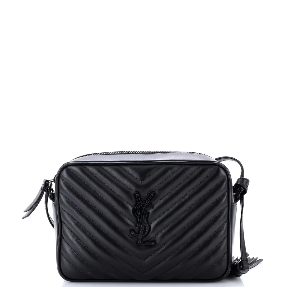 Matelasse Leather Chevron Bag Small Camera Lou Saint: Matelasse Leather Chevron Bag Small Camera Lou Saint Small Matelasse Leather Chevron Bag by Saint Laurent. This black leather cross body bag features a striking chevron pattern and gold hardware,